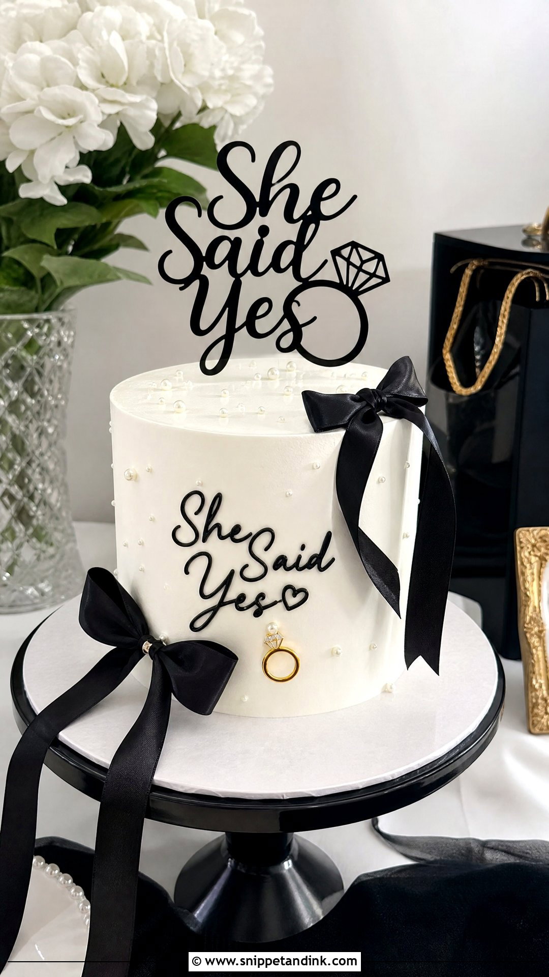 She Said Yes Black And White Cake - Snippet and Ink - 20 She Said Yes Cake Ideas