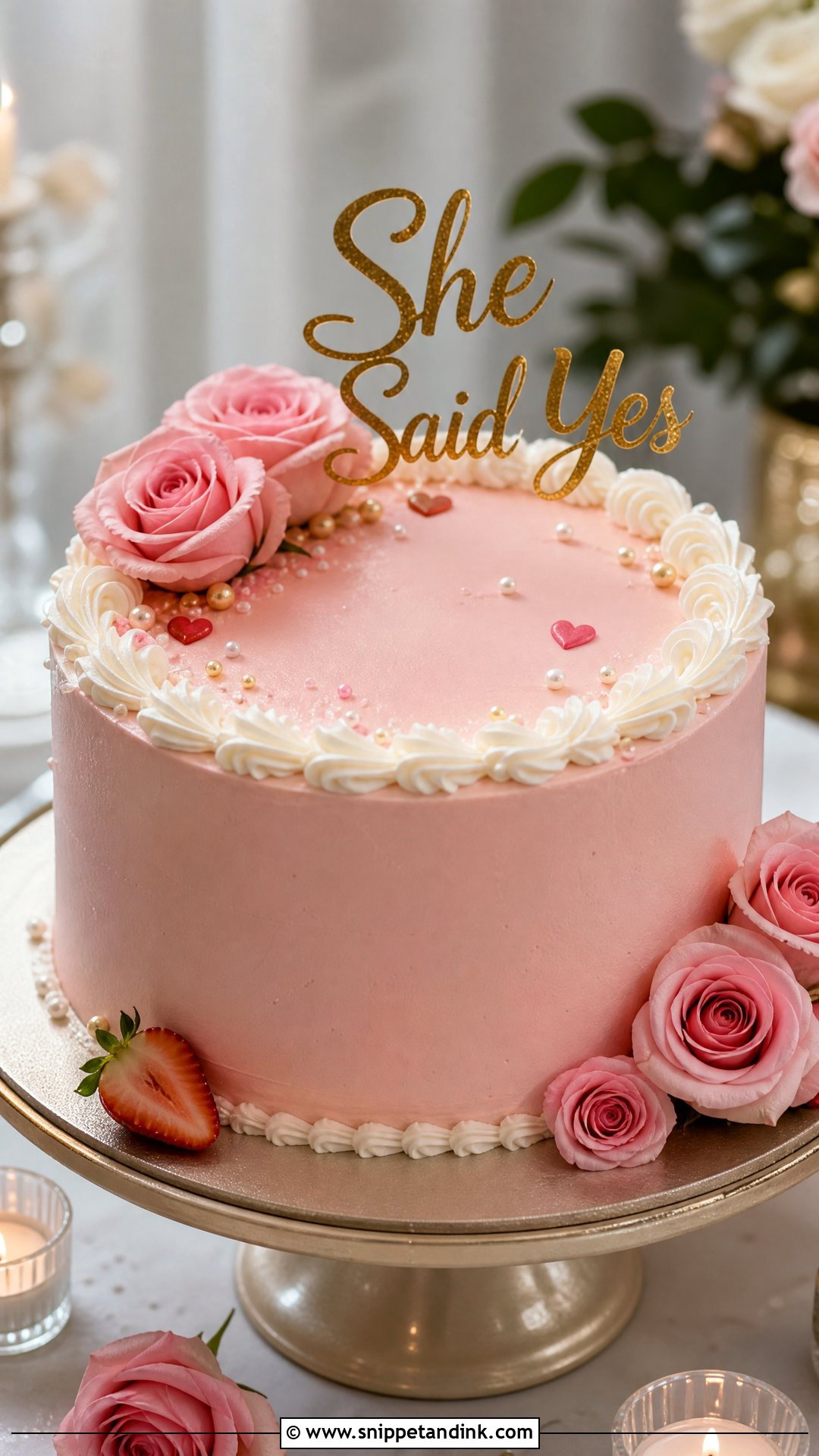 She Said Yes Blush Pink Cake - Snippet and Ink - 20 She Said Yes Cake Ideas
