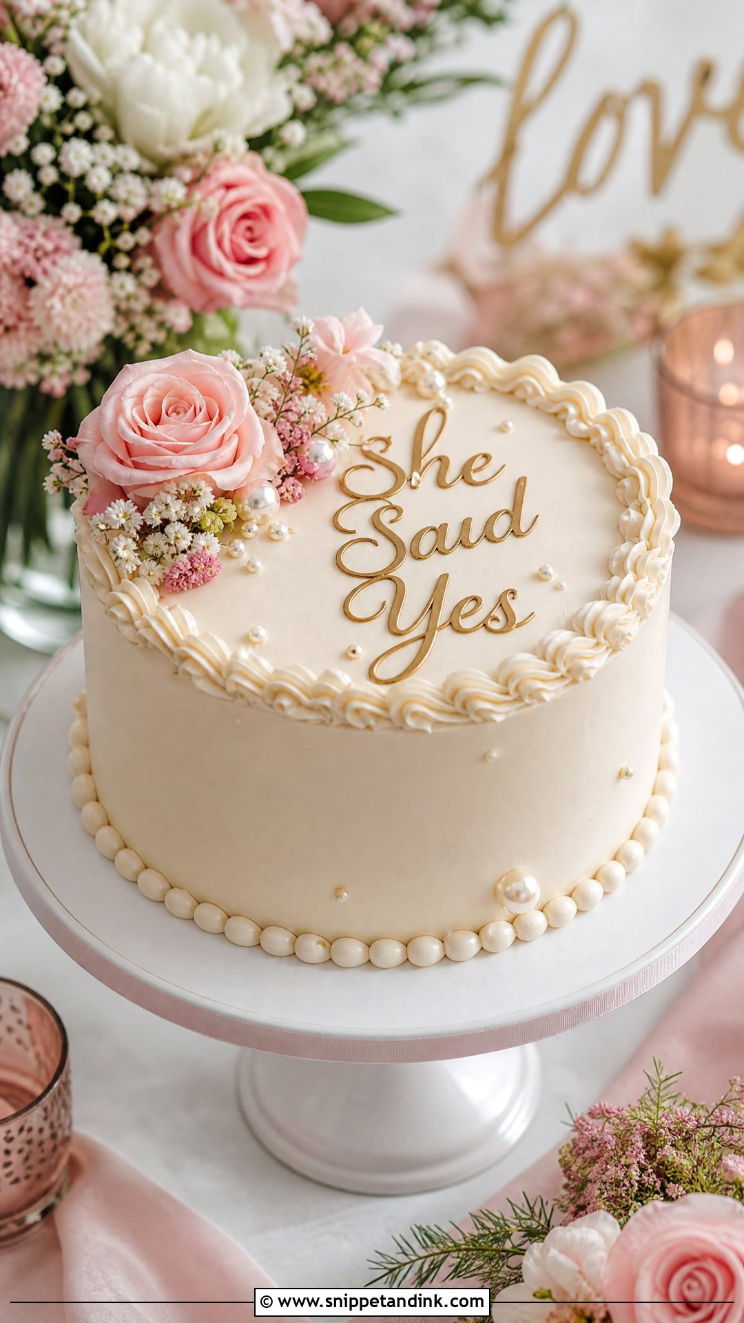 She Said Yes Cake - Snippet and Ink - 20 Proposal Cake Ideas