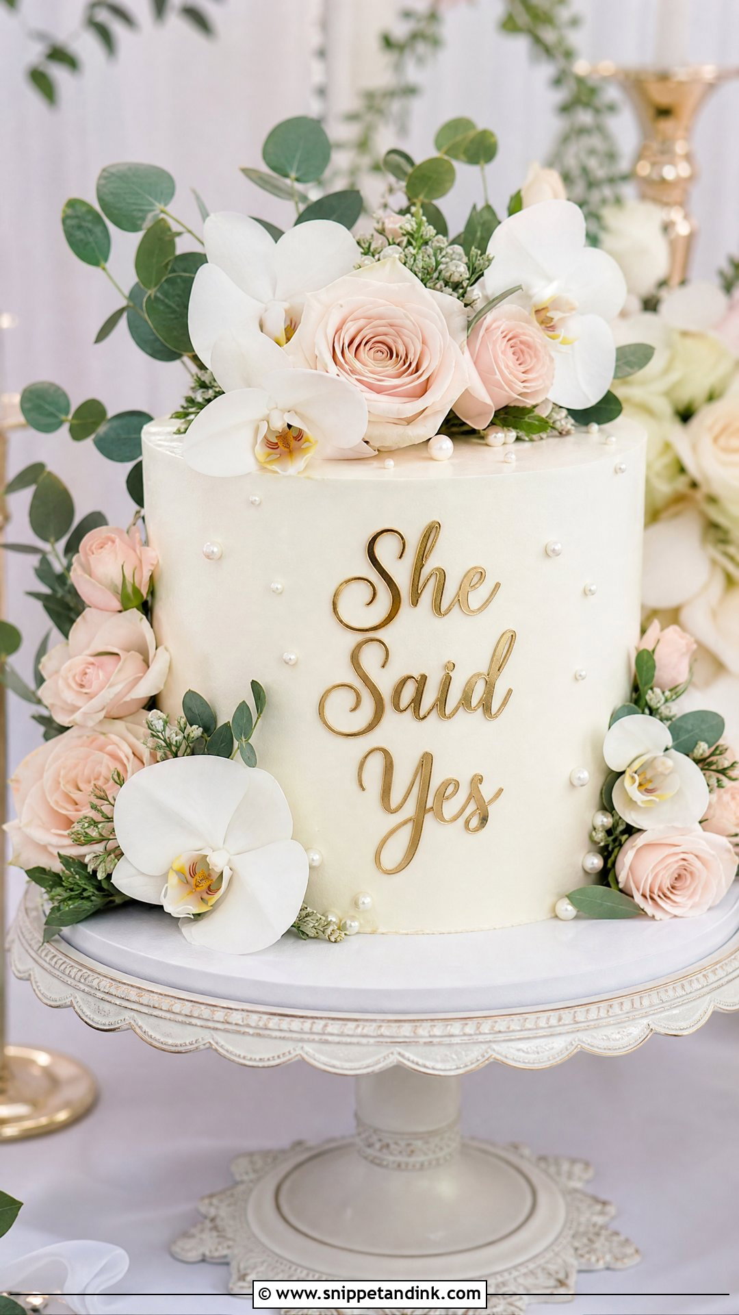 She Said Yes Cake With Flowers - Snippet and Ink - 20 She Said Yes Cake Ideas