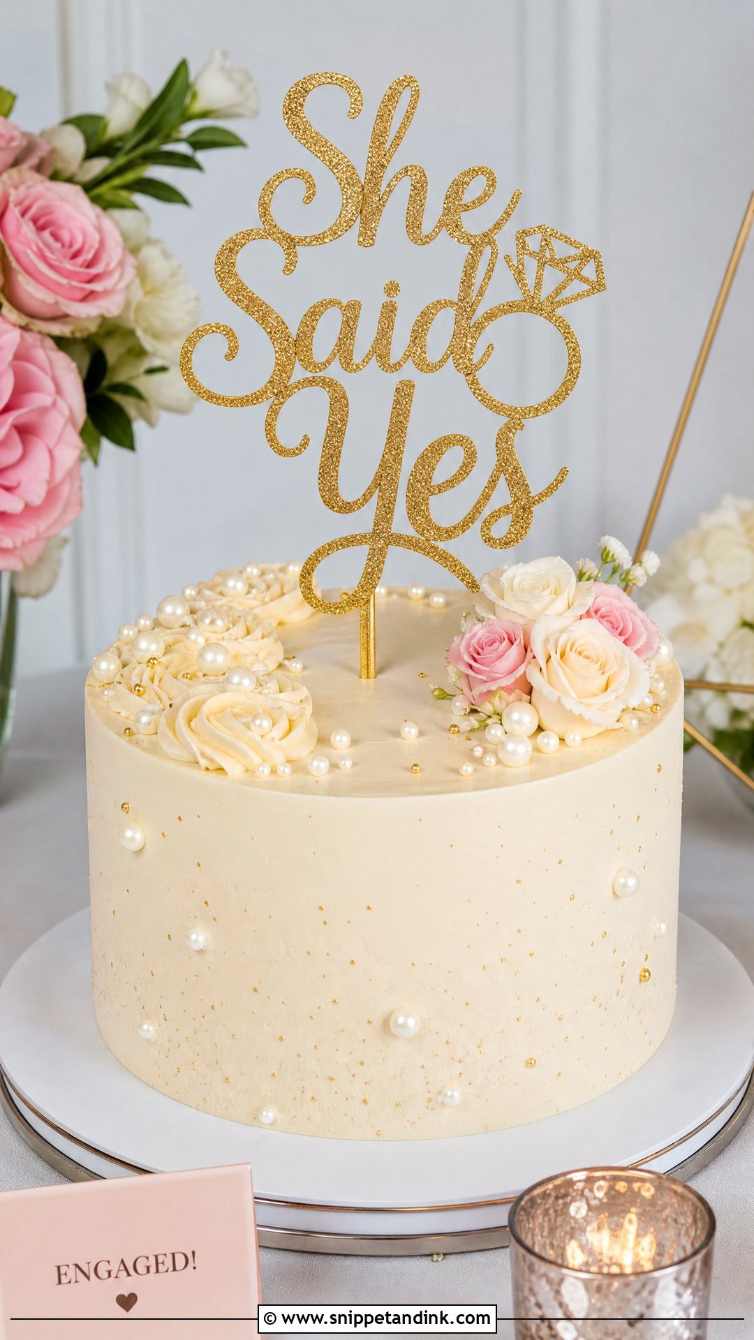 She Said Yes Cake With Topper - Snippet and Ink - 20 She Said Yes Cake Ideas