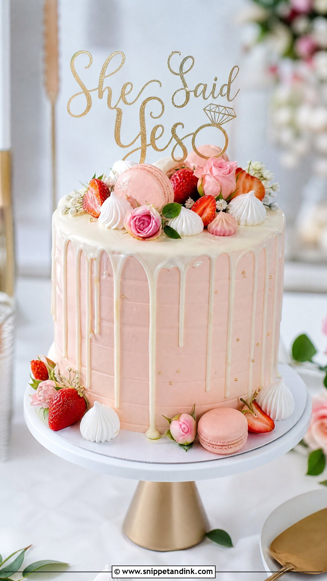 She Said Yes Drip Cake - Snippet and Ink - 20 She Said Yes Cake Ideas