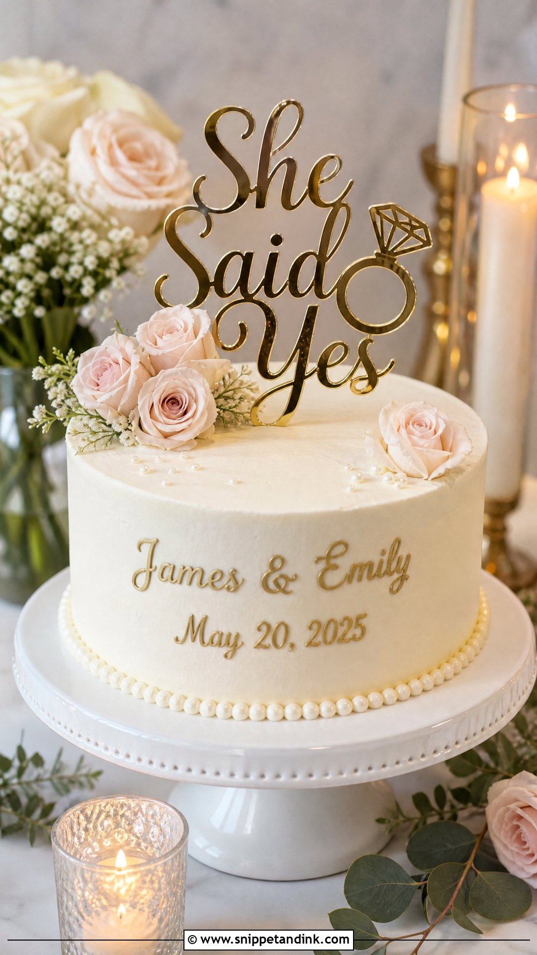 She Said Yes Engagement Cake - Snippet and Ink - 20 She Said Yes Cake Ideas