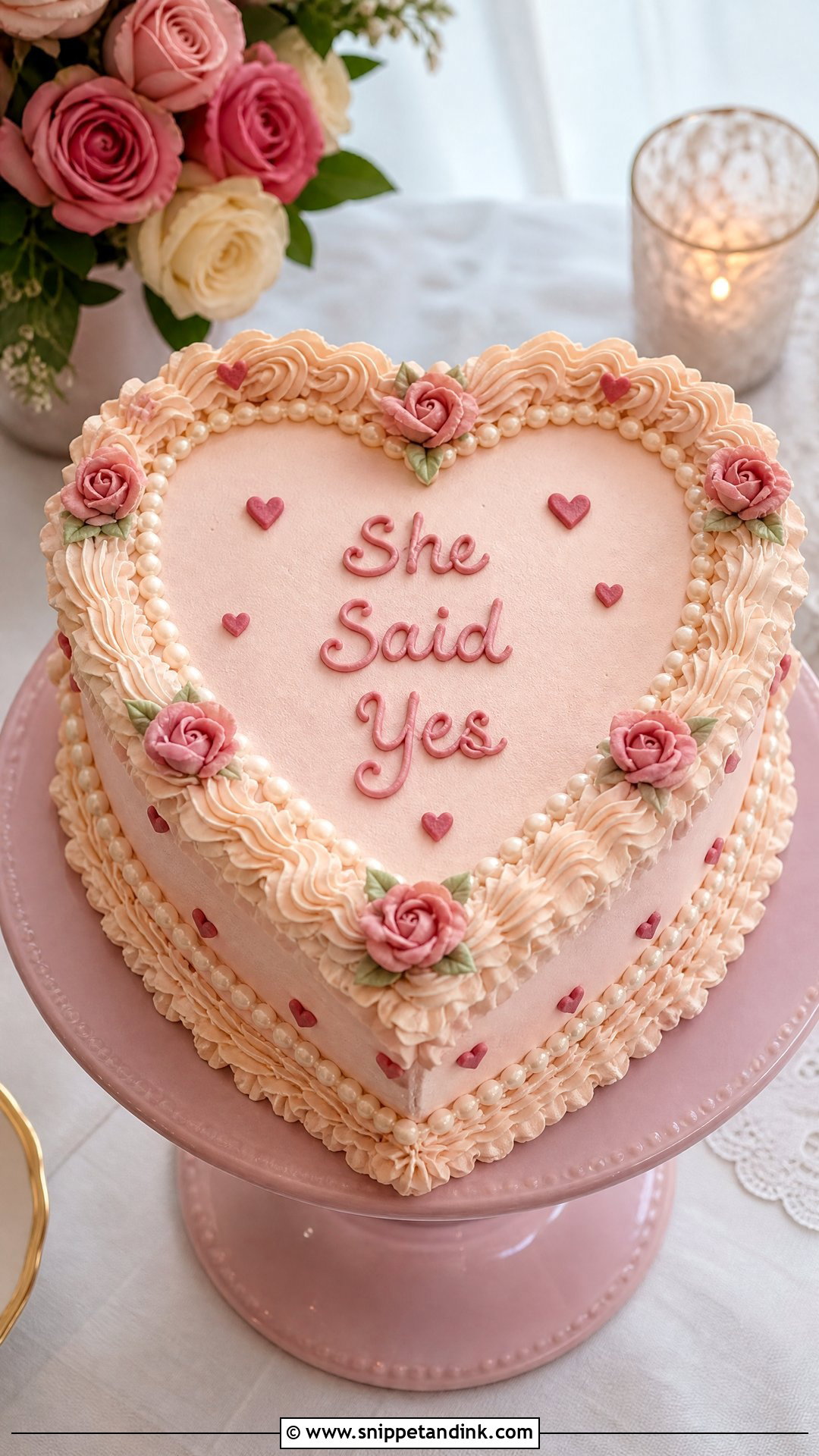 She Said Yes Heart Cake - Snippet and Ink - 20 She Said Yes Cake Ideas