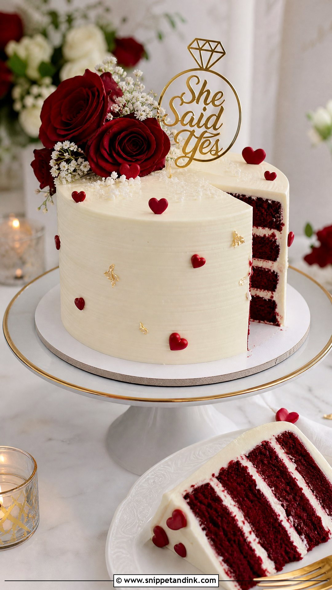 She Said Yes Red Velvet Cake - Snippet and Ink - 20 She Said Yes Cake Ideas