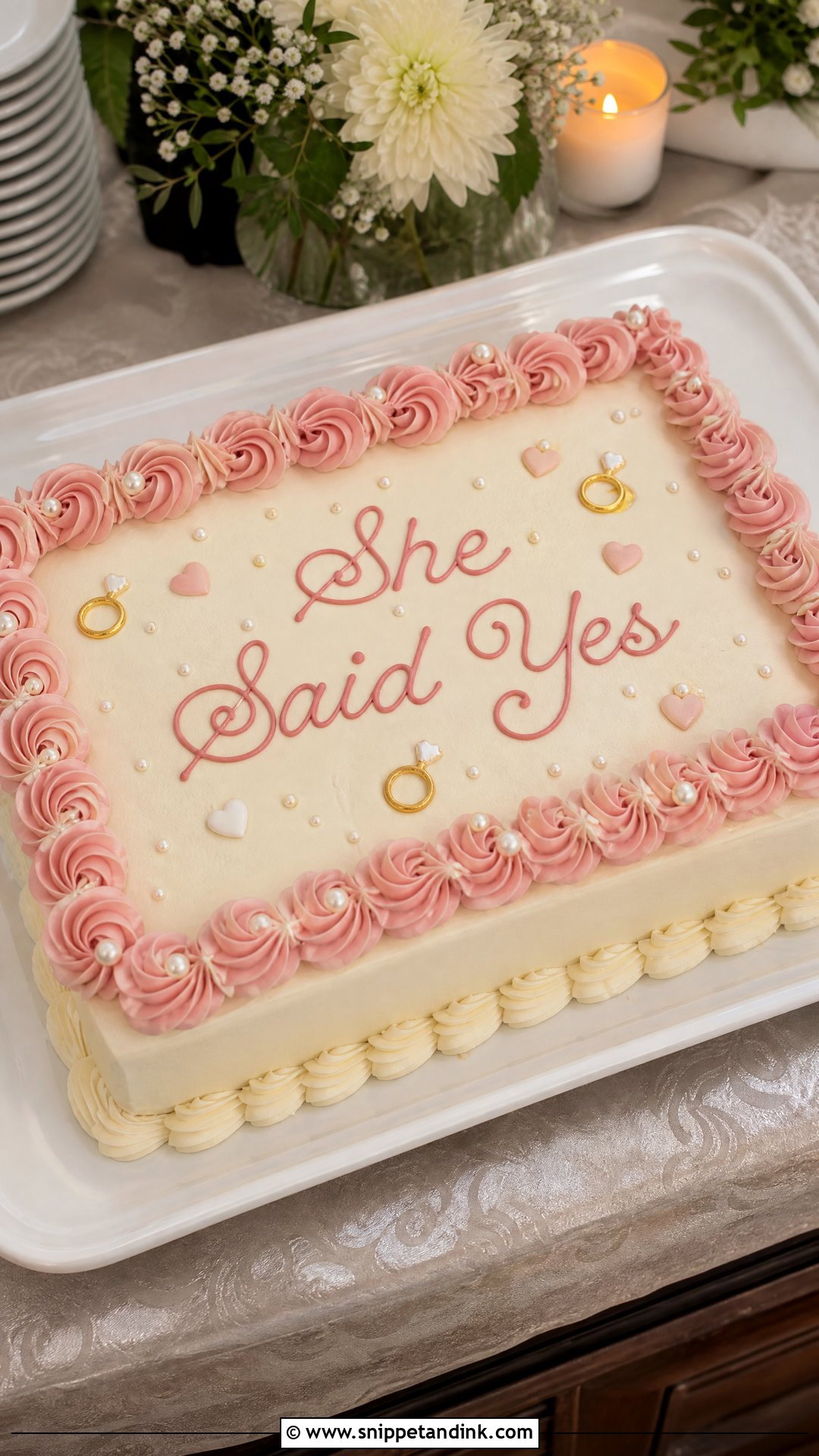 She Said Yes Sheet Cake - Snippet and Ink - 20 She Said Yes Cake Ideas