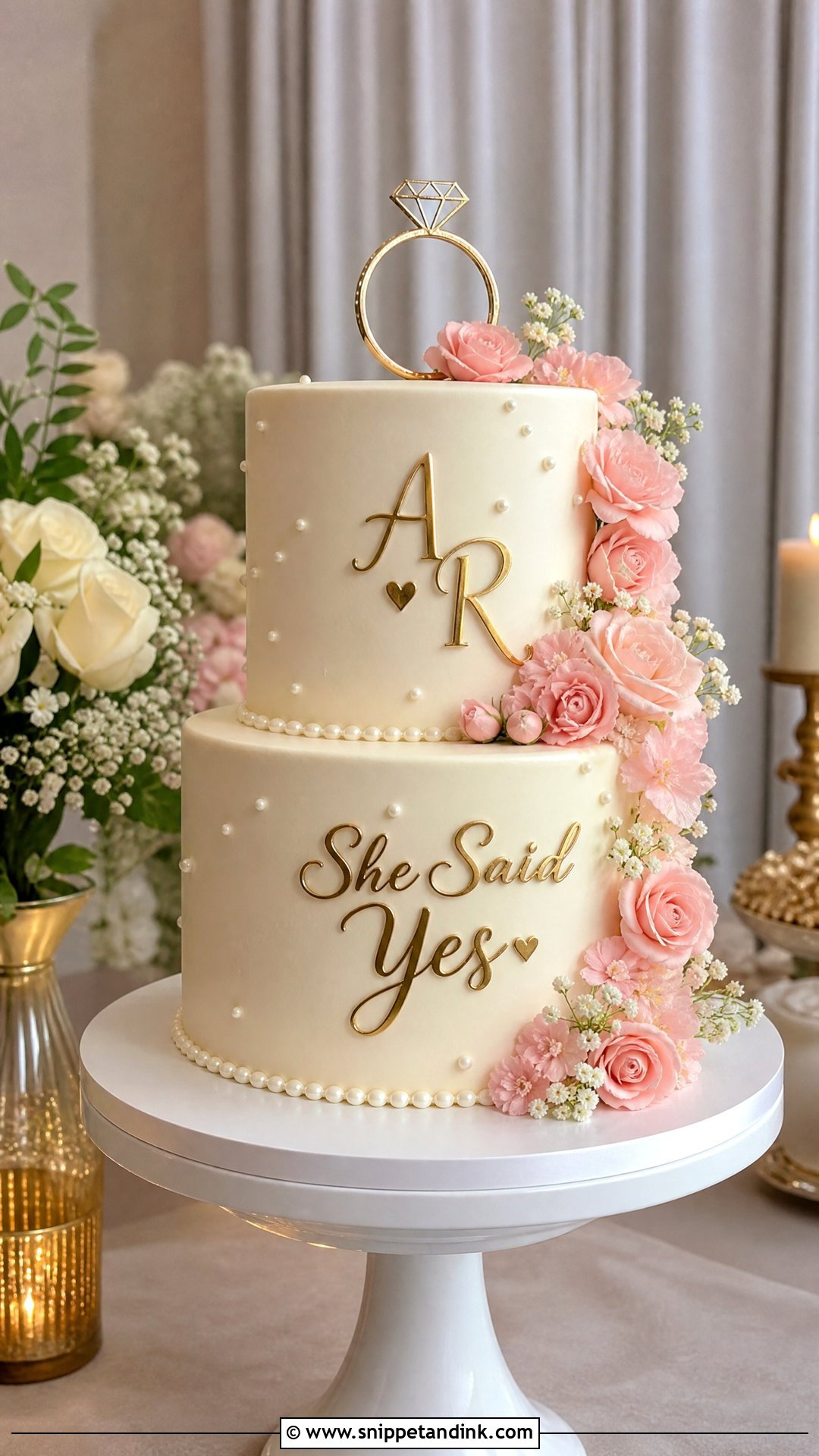 She Said Yes Two Tier Cake - Snippet and Ink - 20 She Said Yes Cake Ideas