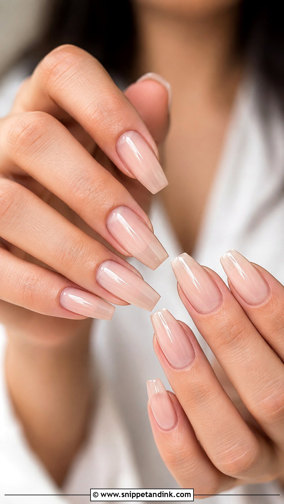 Sheer Nude Coffin Bridal Nails - Snippet and Ink - 20 Coffin Shape Bridal Nails