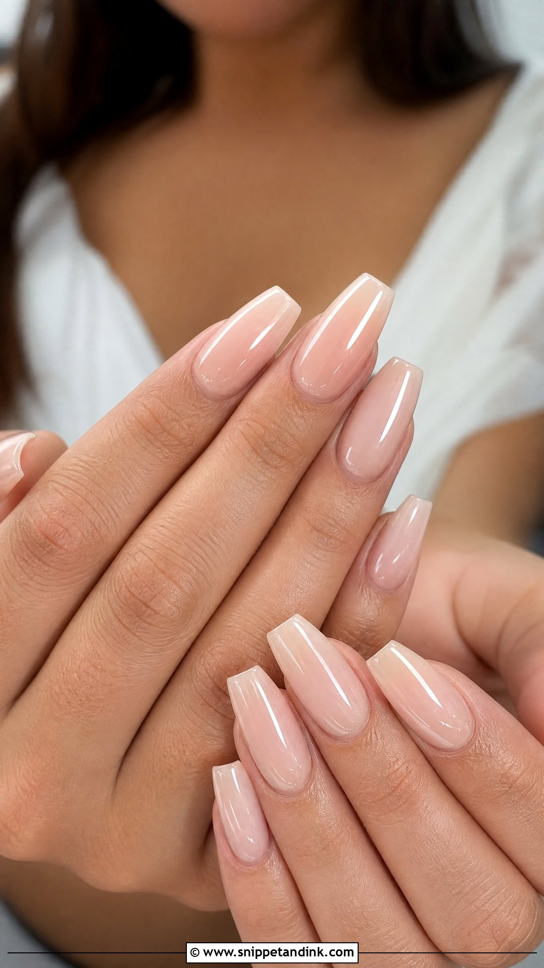 Sheer Nude Coffin Engagement Nails - Snippet and Ink - 20 Coffin Engagement Nails