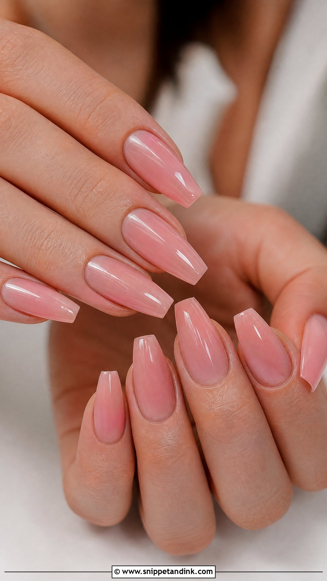 Sheer Pink Coffin Wedding Nails - Snippet and Ink - 25 Coffin Wedding Nails