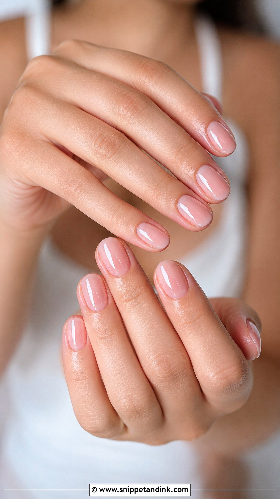 Sheer Pink Lip Gloss Bridesmaid Nails - Snippet and Ink - 20 Summer Bridesmaid Nails
