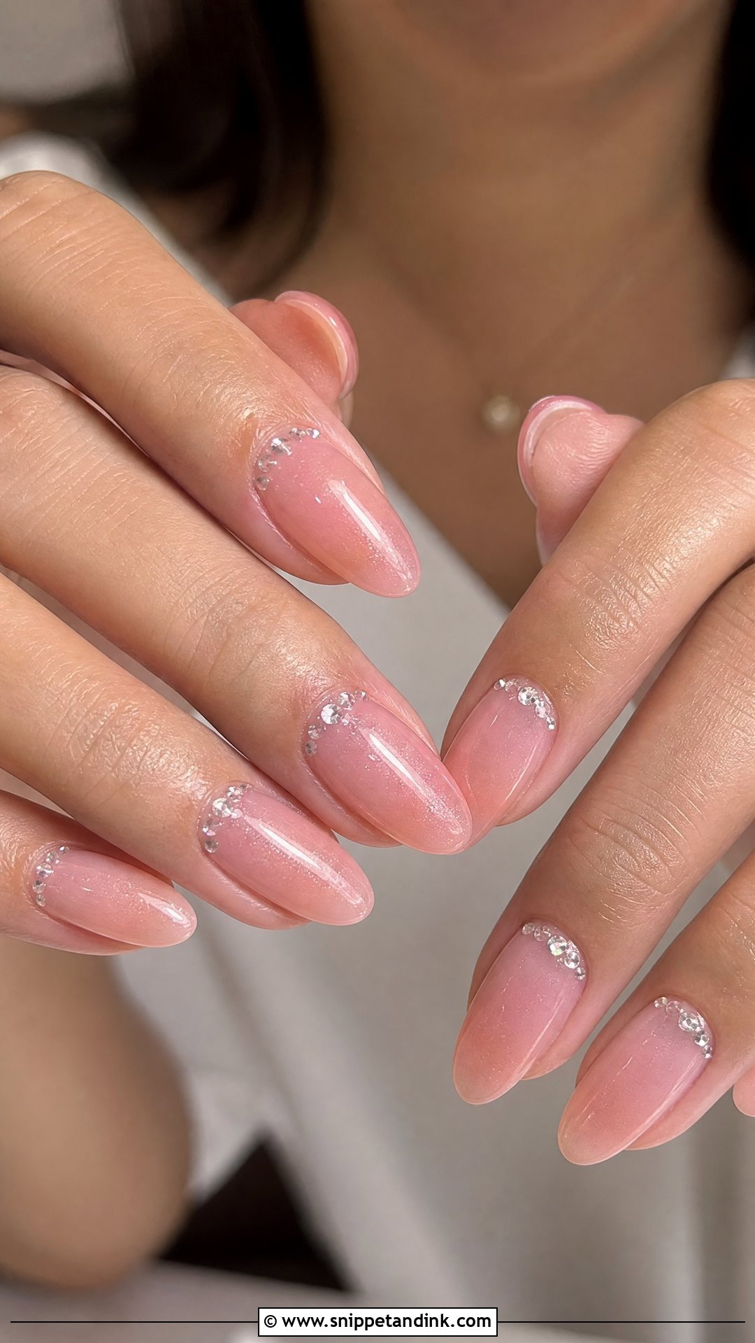 Sheer Pink Rhinestone Wedding Nails - Snippet and Ink - 25 Nail Art Designs for Wedding