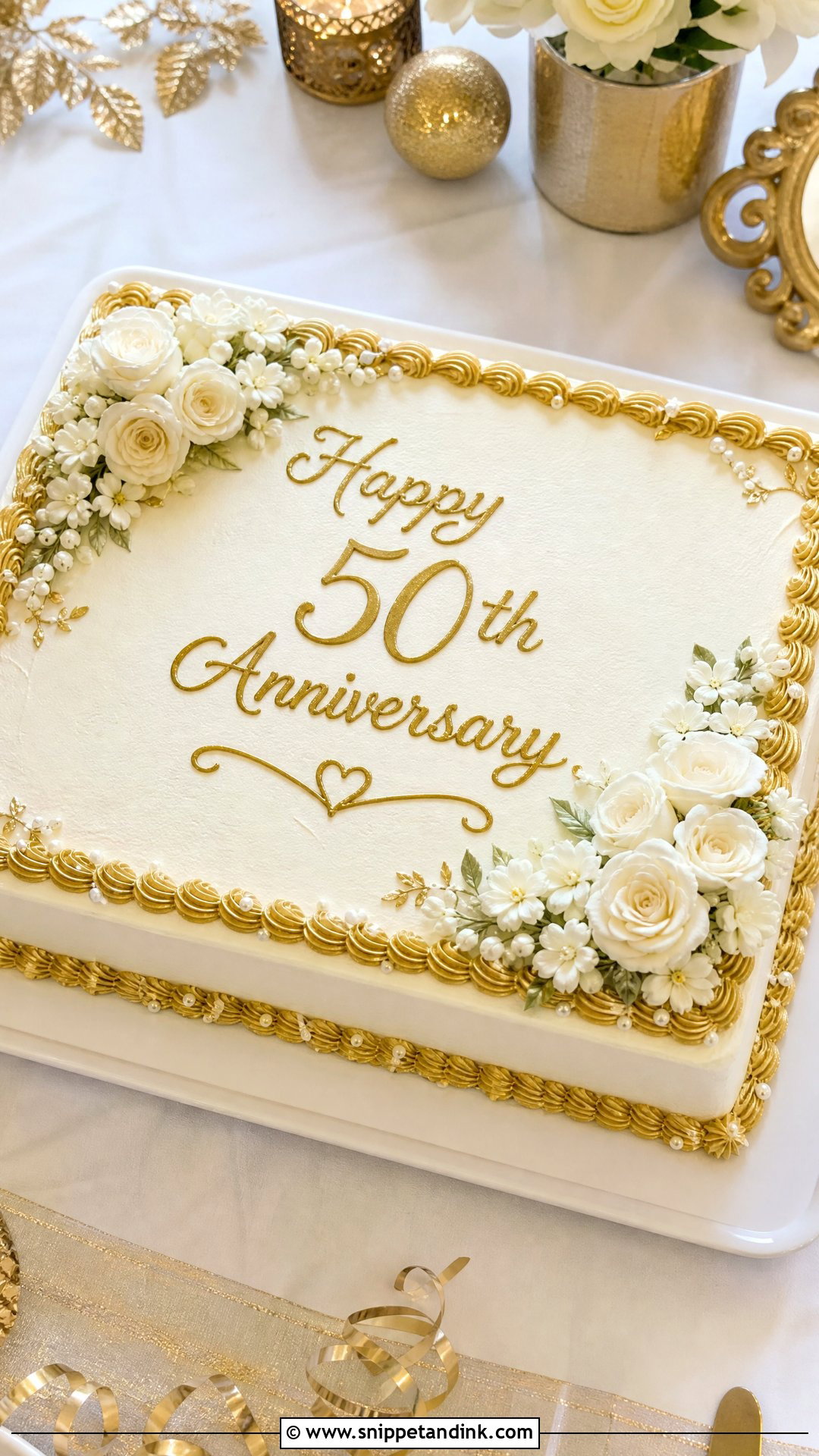 Sheet Cake 50th Anniversary Cake - Snippet and Ink - 25 50th Wedding Anniversary Cakes