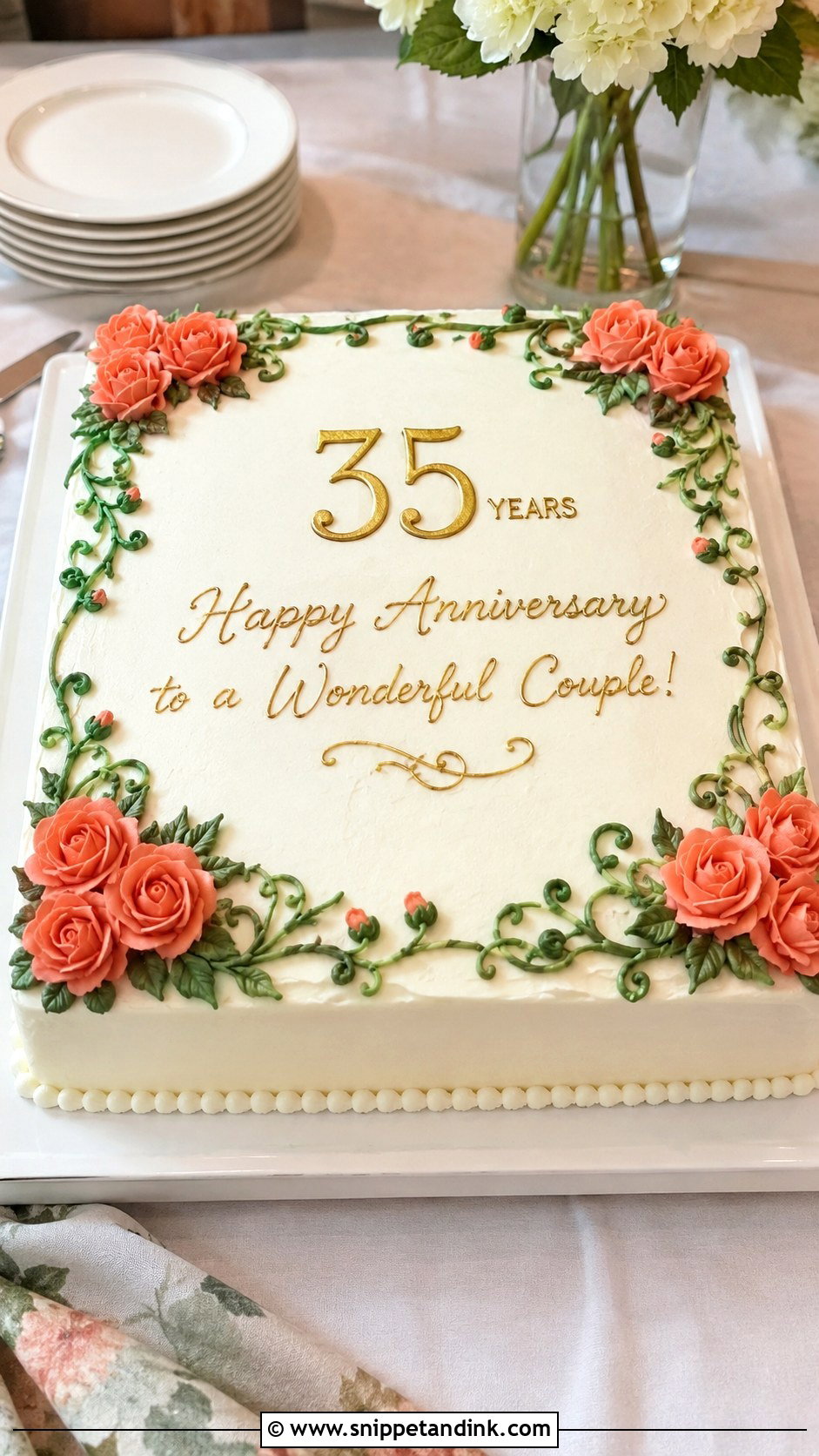 Sheet Cake For 35th Wedding Anniversary - Snippet and Ink - 20 35th Wedding Anniversary Cake Ideas
