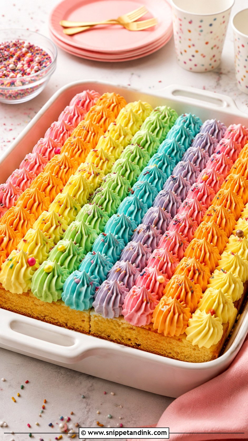 Sheet Cake With Piped Frosting - Snippet and Ink - 20 How to Decorate Cakes for Beginners
