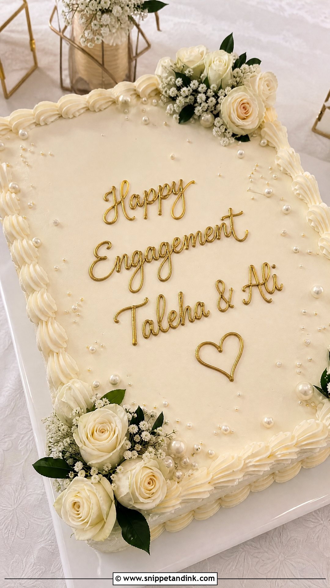 Sheet Engagement Cake - Snippet and Ink - 20 Simple Engagement Cake Designs
