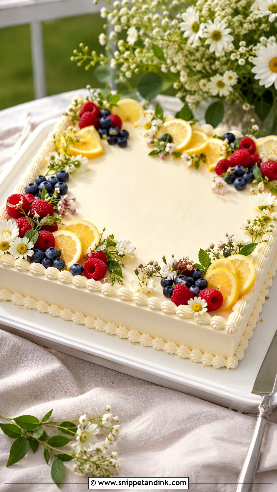 Sheet Summer Wedding Cake - Snippet and Ink - 20 Simple Summer Wedding Cake Ideas