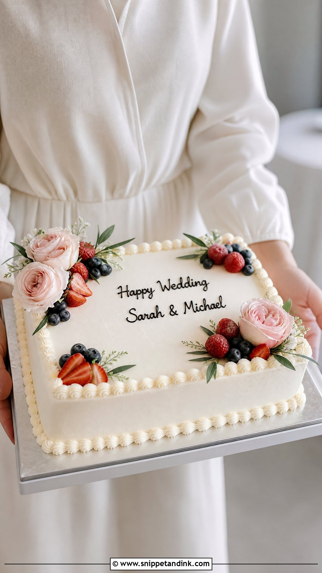 Sheet Wedding Cake - Snippet and Ink - 20 Person Holding Cake Ideas for Wedding