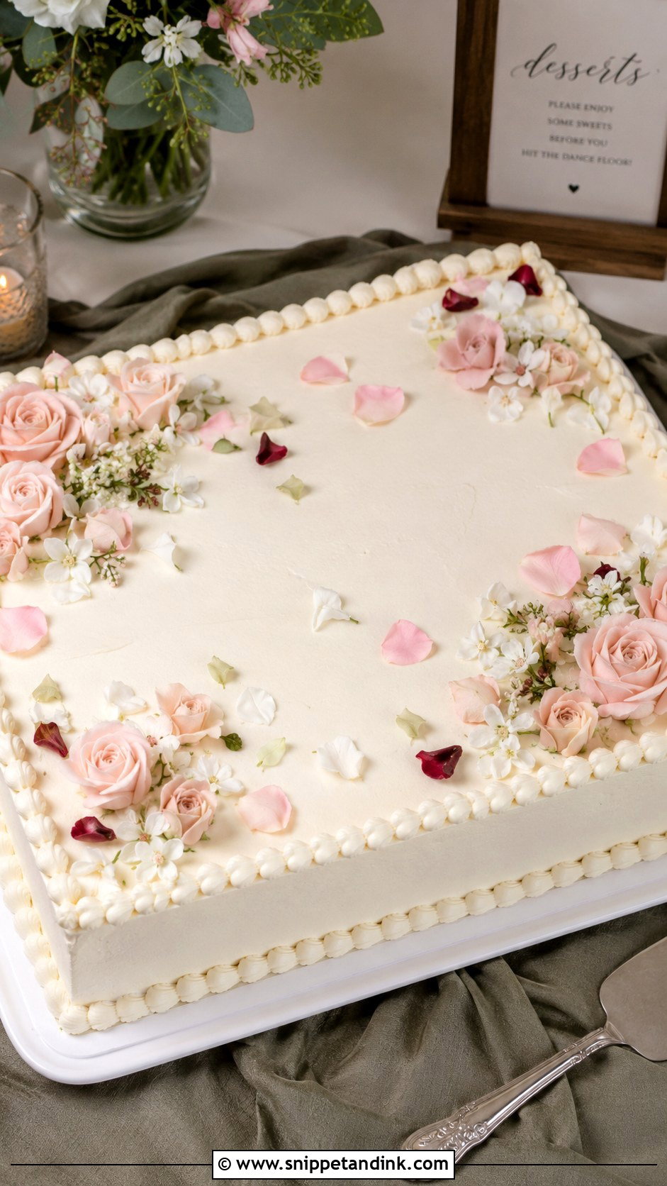 Sheet Wedding Cake With Flowers - Snippet and Ink - 20 Simple Flower Cake Ideas for Wedding