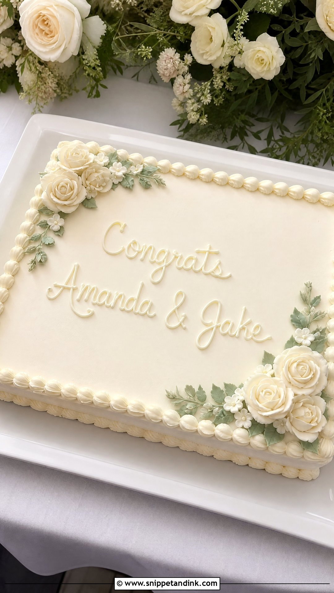 Sheet Wedding Congrats Cake - Snippet and Ink - 30 Congrats Cake Ideas for Wedding
