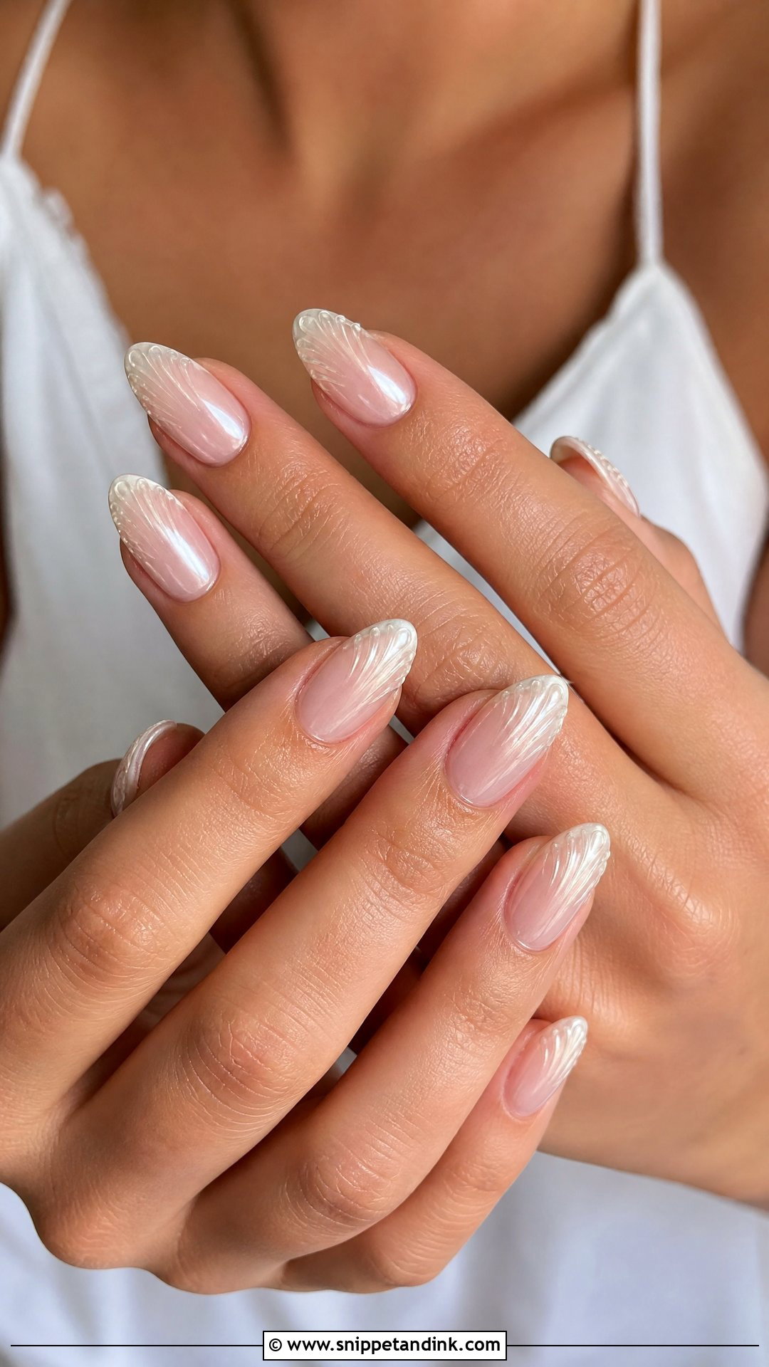 Shell French Tip Beach Wedding Nails - Snippet and Ink - 25 Beach Wedding Nails