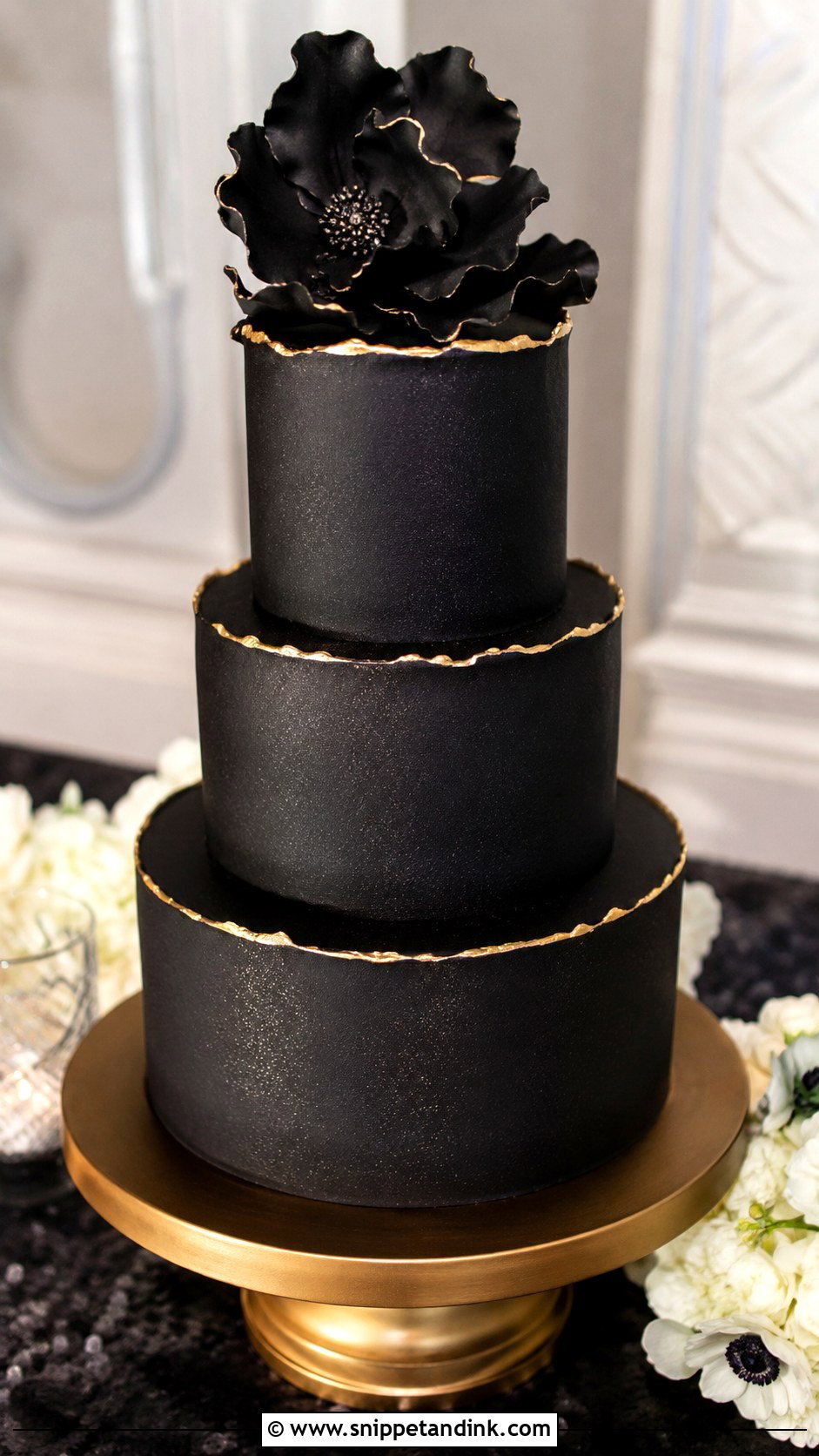 Shimmer Black Wedding Cake - Snippet and Ink - 20 Shimmer Wedding Cake Ideas