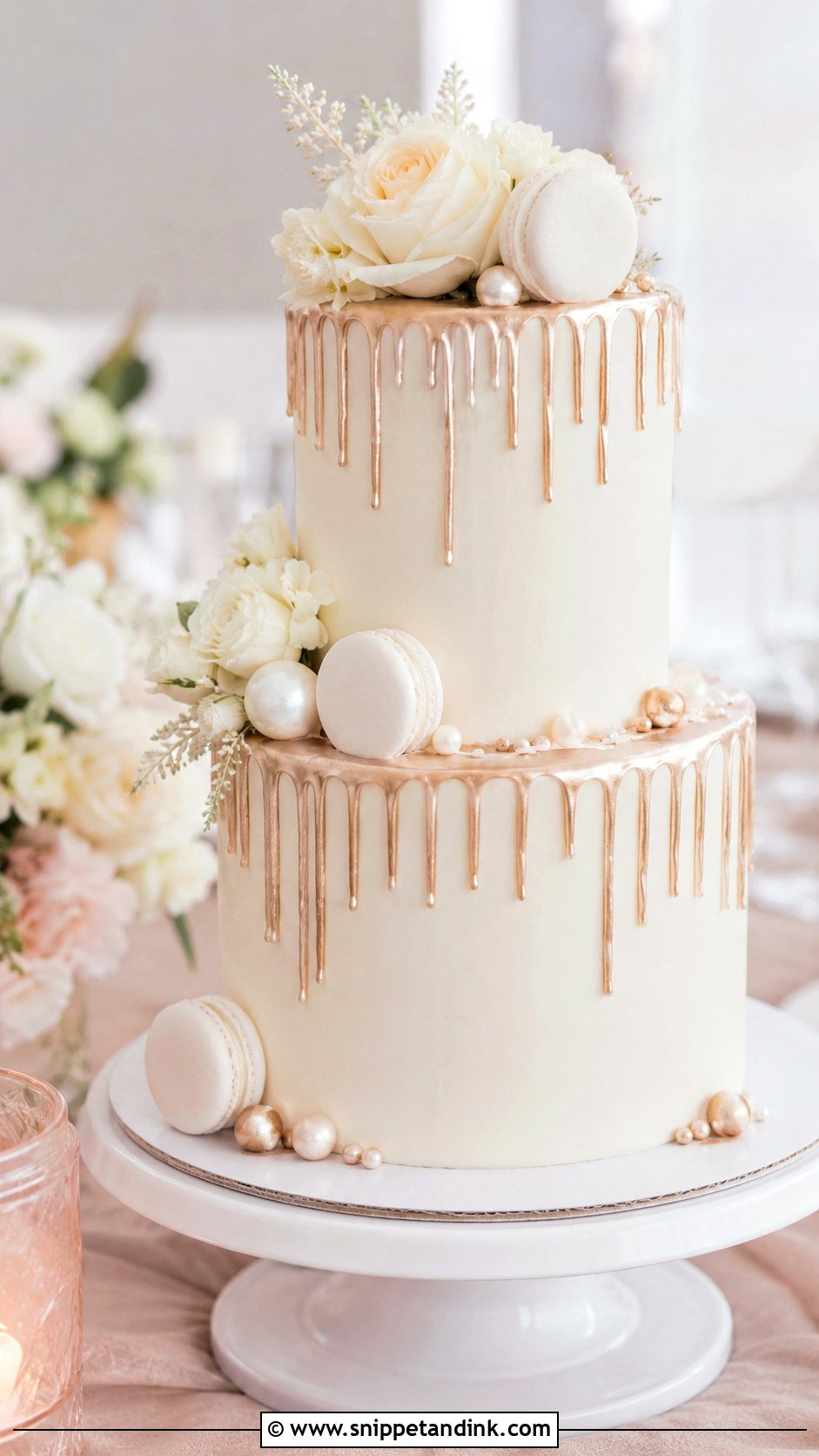 Shimmer Drip Wedding Cake - Snippet and Ink - 20 Shimmer Wedding Cake Ideas
