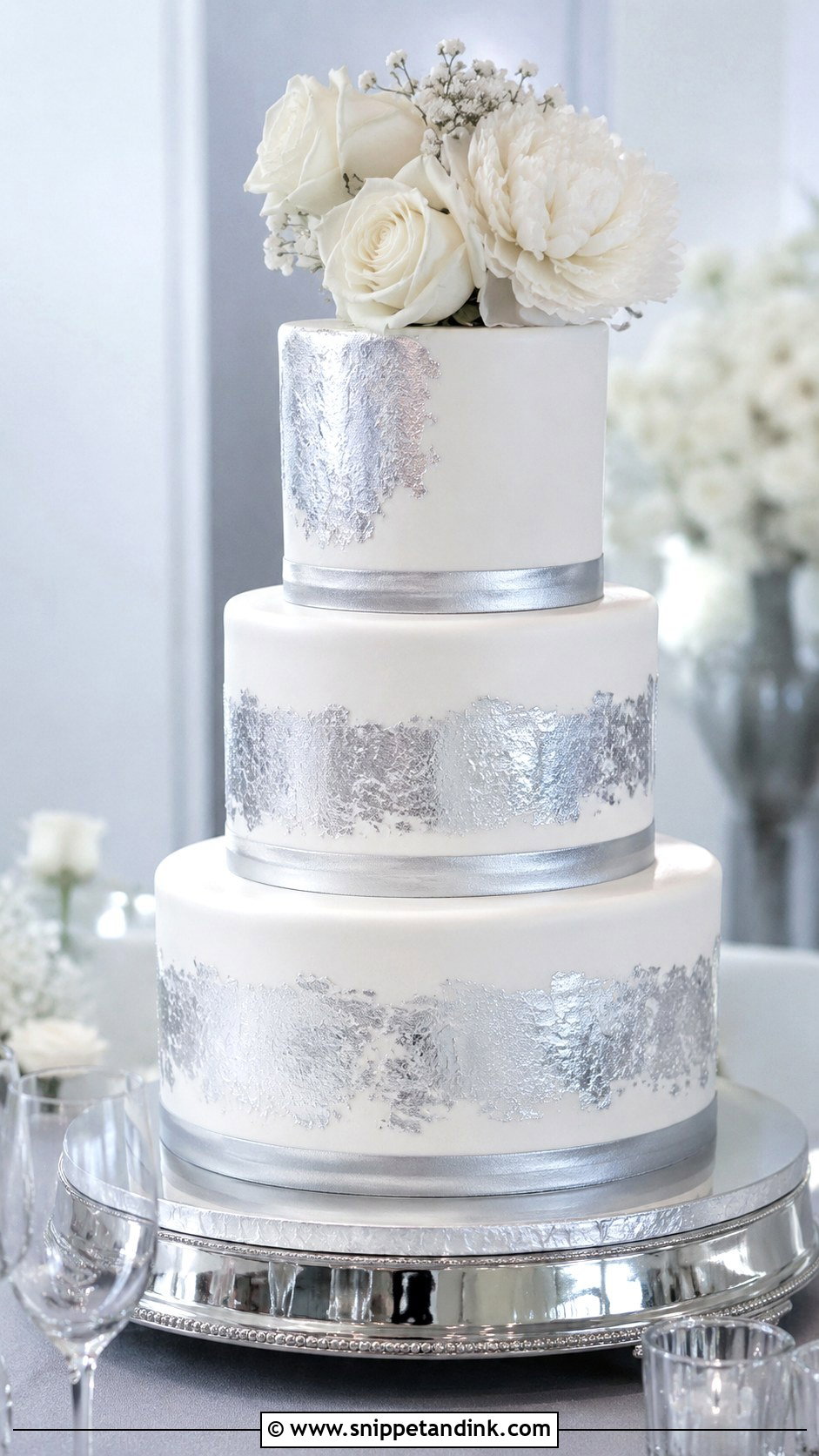 Shimmer Fondant Wedding Cake - Snippet and Ink - 20 Shimmer Wedding Cake Ideas