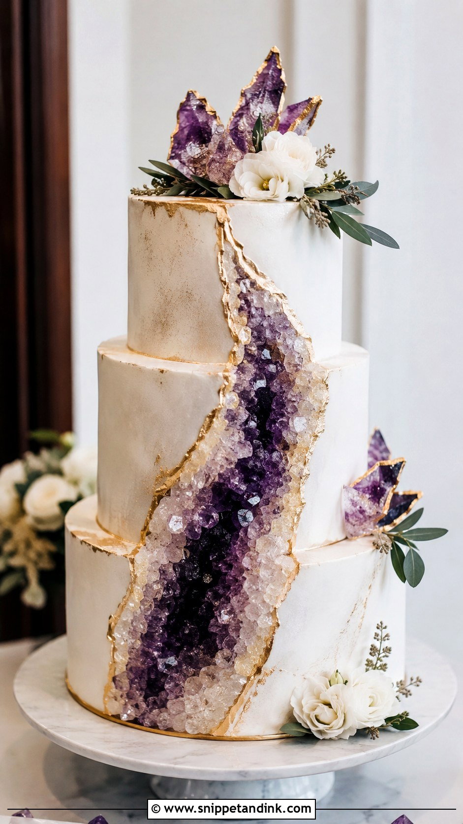 Shimmer Geode Wedding Cake - Snippet and Ink - 20 Shimmer Wedding Cake Ideas