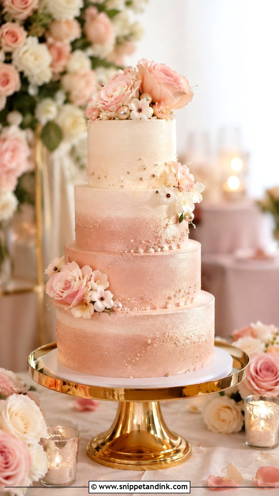Shimmer Ombre Wedding Cake - Snippet and Ink - 20 Shimmer Wedding Cake Ideas
