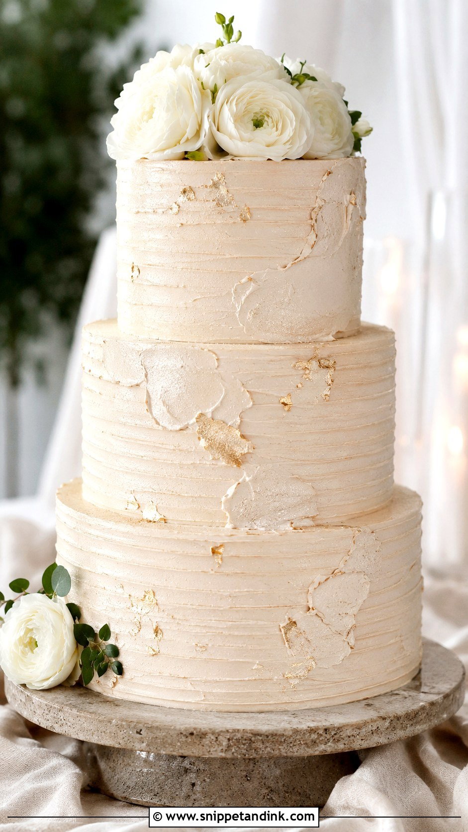 Shimmer Textured Wedding Cake - Snippet and Ink - 20 Shimmer Wedding Cake Ideas