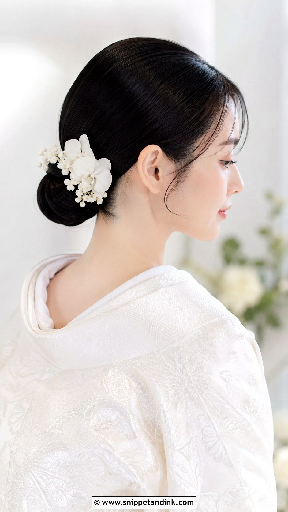 Shiromuku Low Bun Wedding Hair - Snippet and Ink - 15 Japanese Wedding Hair Ideas