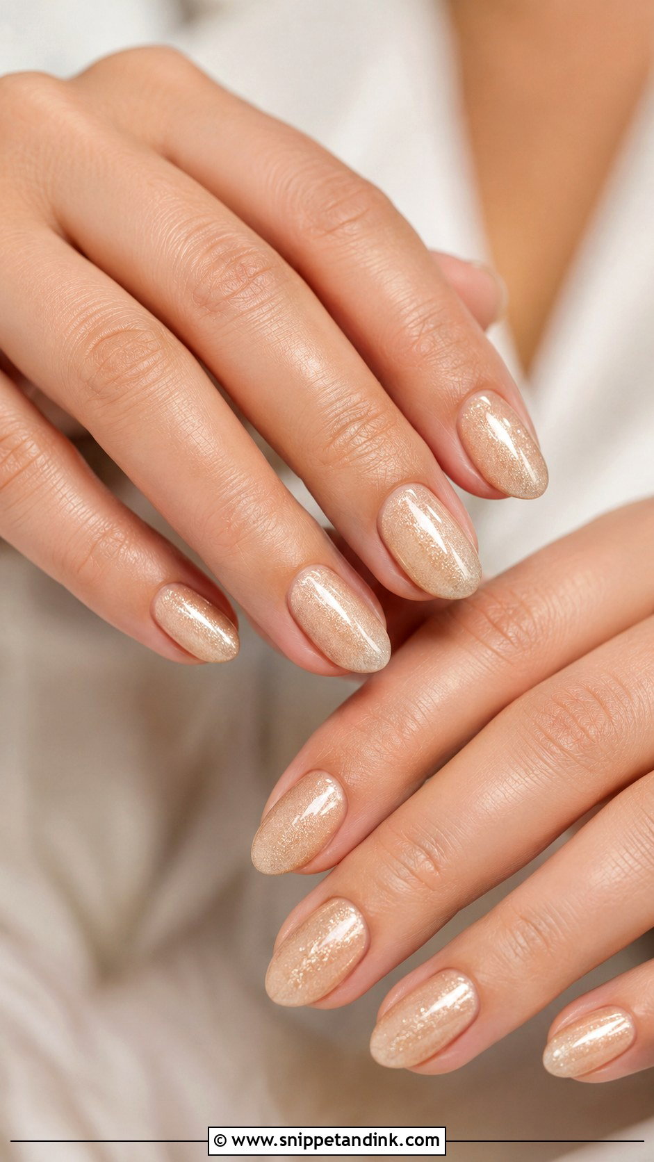 Short Almond Champagne Wedding Nails - Snippet and Ink - 20 Short Almond Wedding Nails