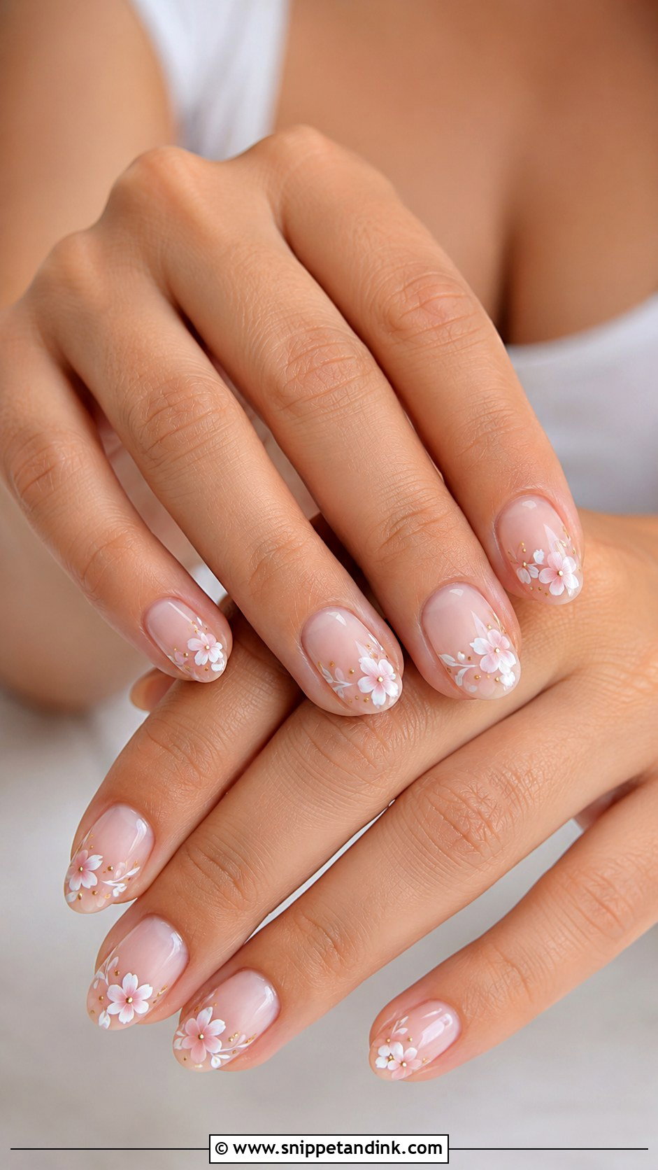 Short Almond Floral Wedding Nails - Snippet and Ink - 20 Short Almond Wedding Nails