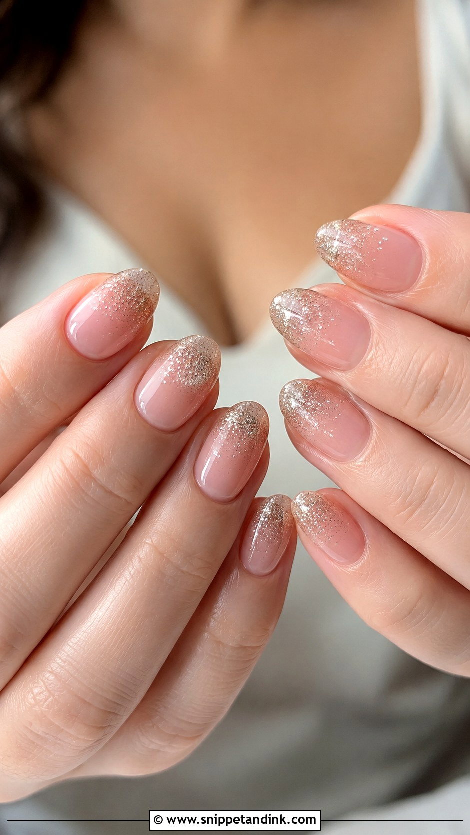 Short Almond Glitter Ombre Wedding Nails - Snippet and Ink - 20 Short Almond Wedding Nails
