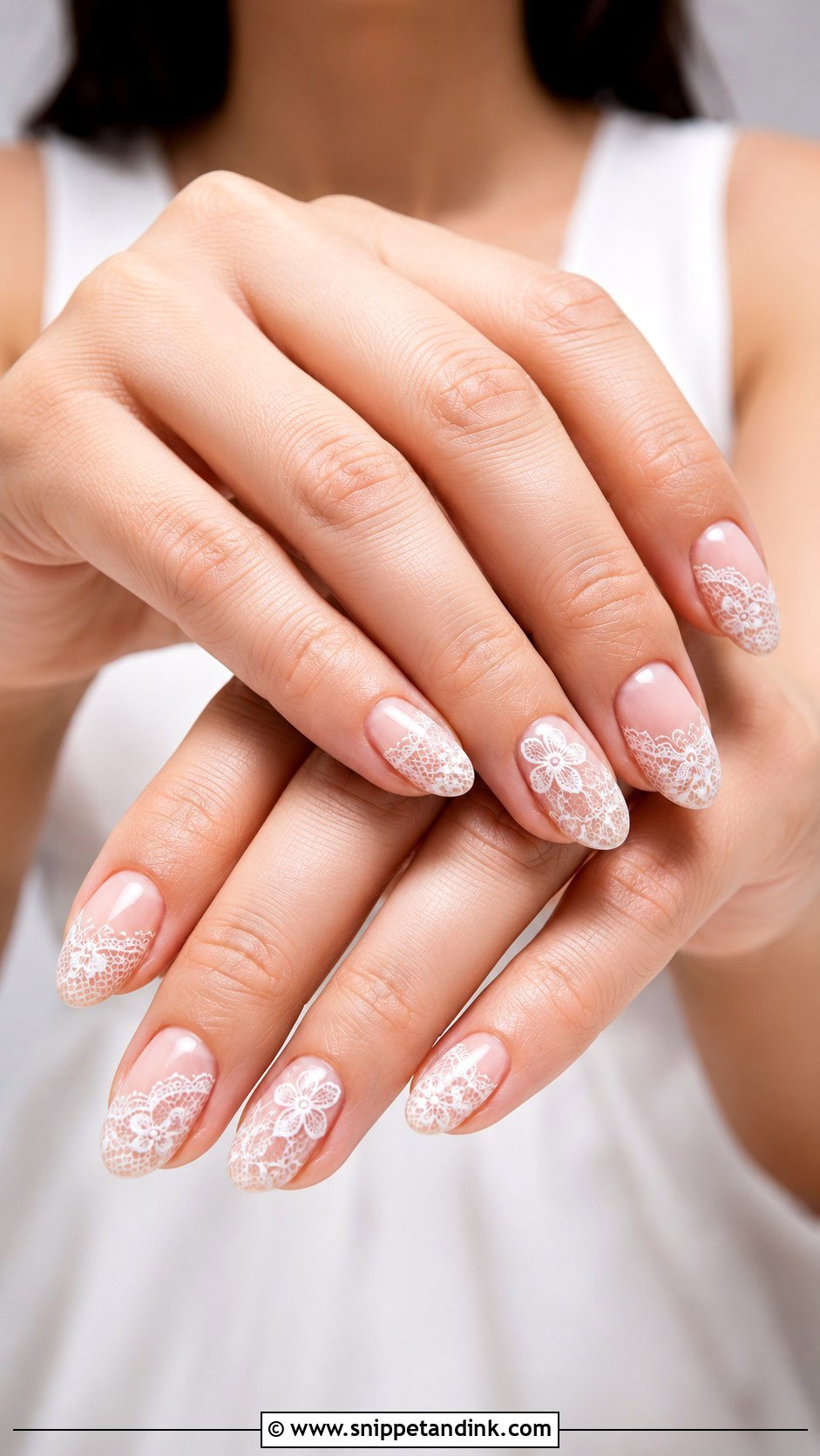 Short Almond Lace Wedding Nails - Snippet and Ink - 20 Short Almond Wedding Nails