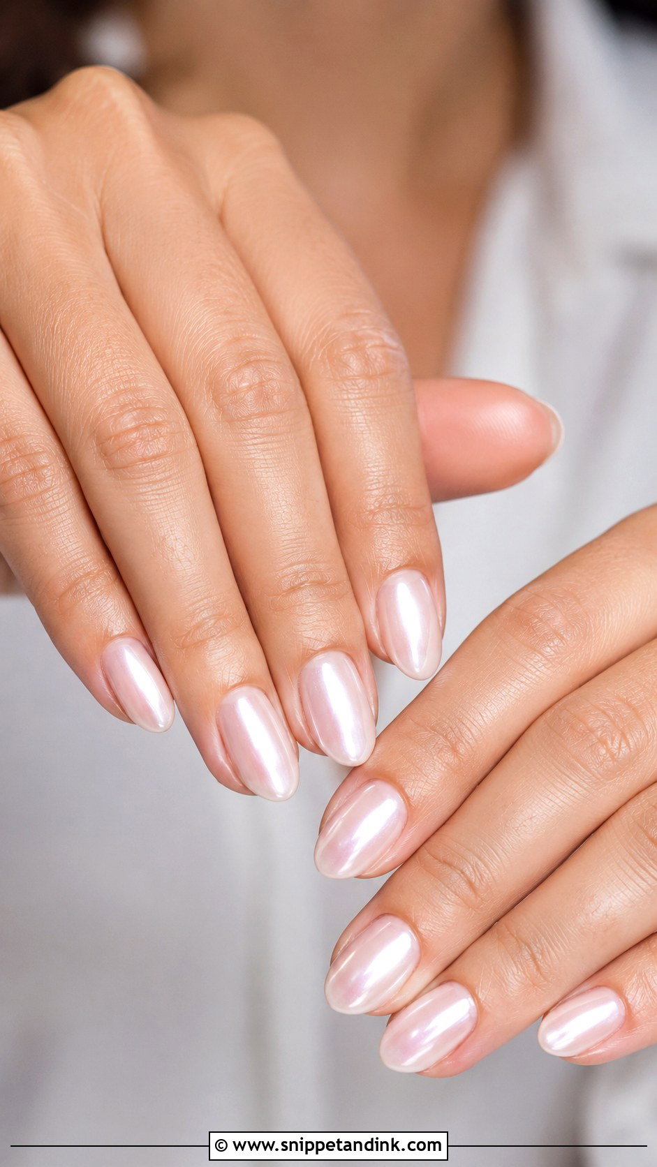 Short Almond Pearl Chrome Wedding Nails - Snippet and Ink - 20 Short Almond Wedding Nails