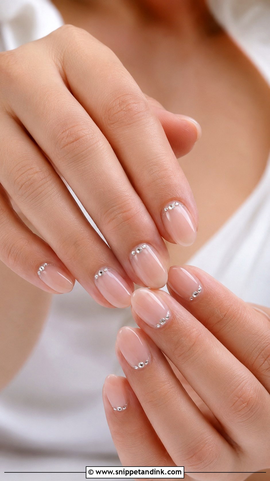 Short Almond Rhinestone Wedding Nails - Snippet and Ink - 20 Short Almond Wedding Nails