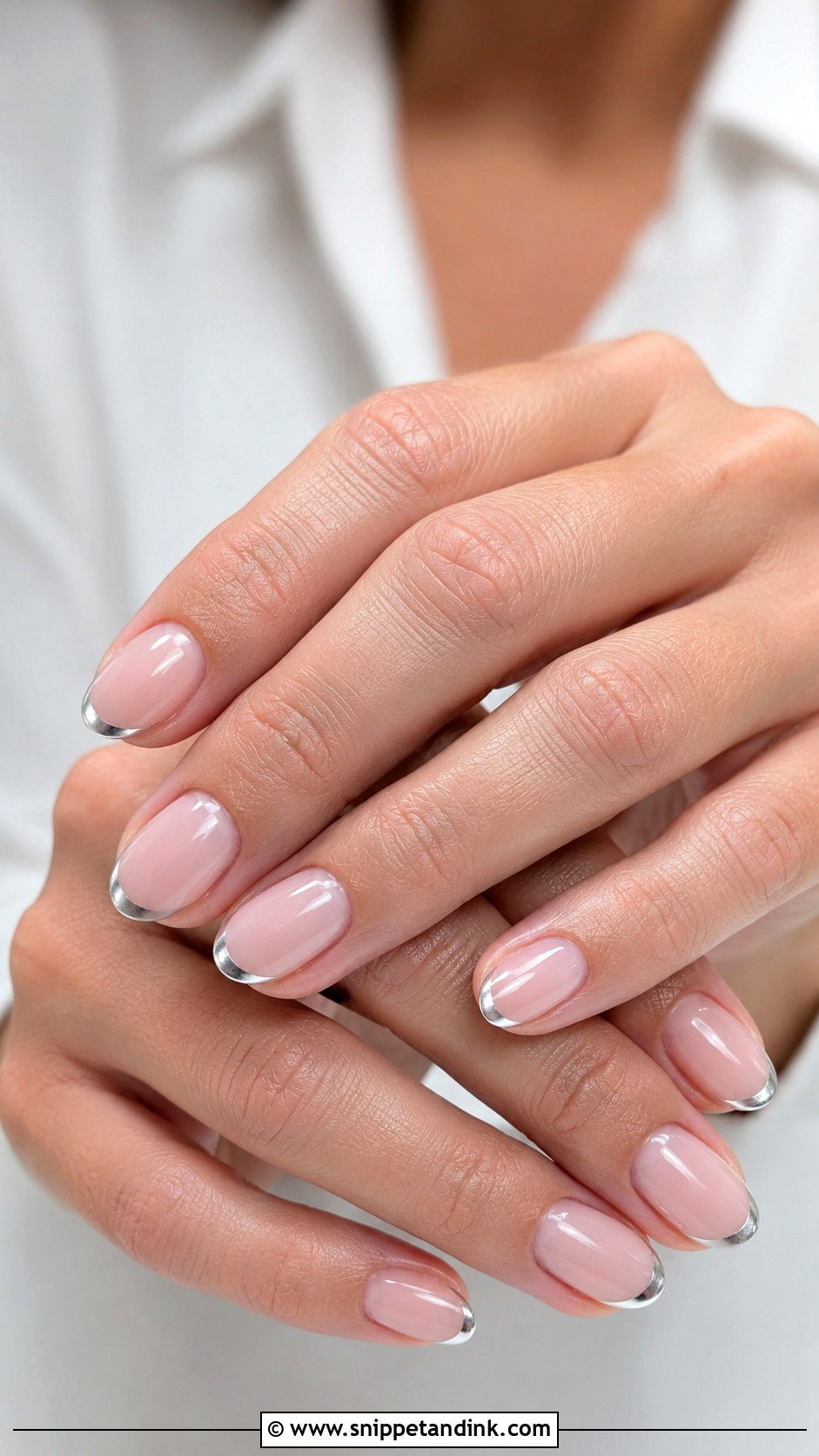 Short Almond Silver Tip Wedding Nails - Snippet and Ink - 20 Short Almond Wedding Nails