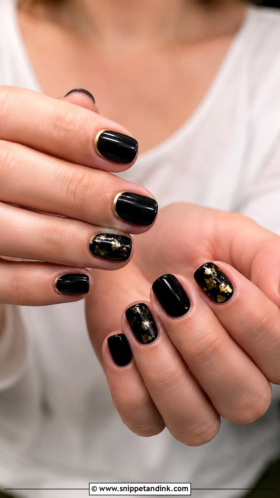 Short Black And Gold Wedding Nails - Snippet and Ink - 20 Black and Gold Wedding Nails