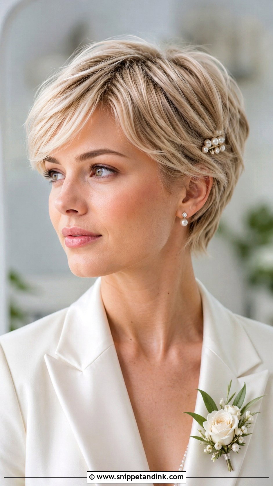 Short Blonde Bridal Bixie Cut - Snippet and Ink - 15 Short Blonde Bridal Hair Ideas