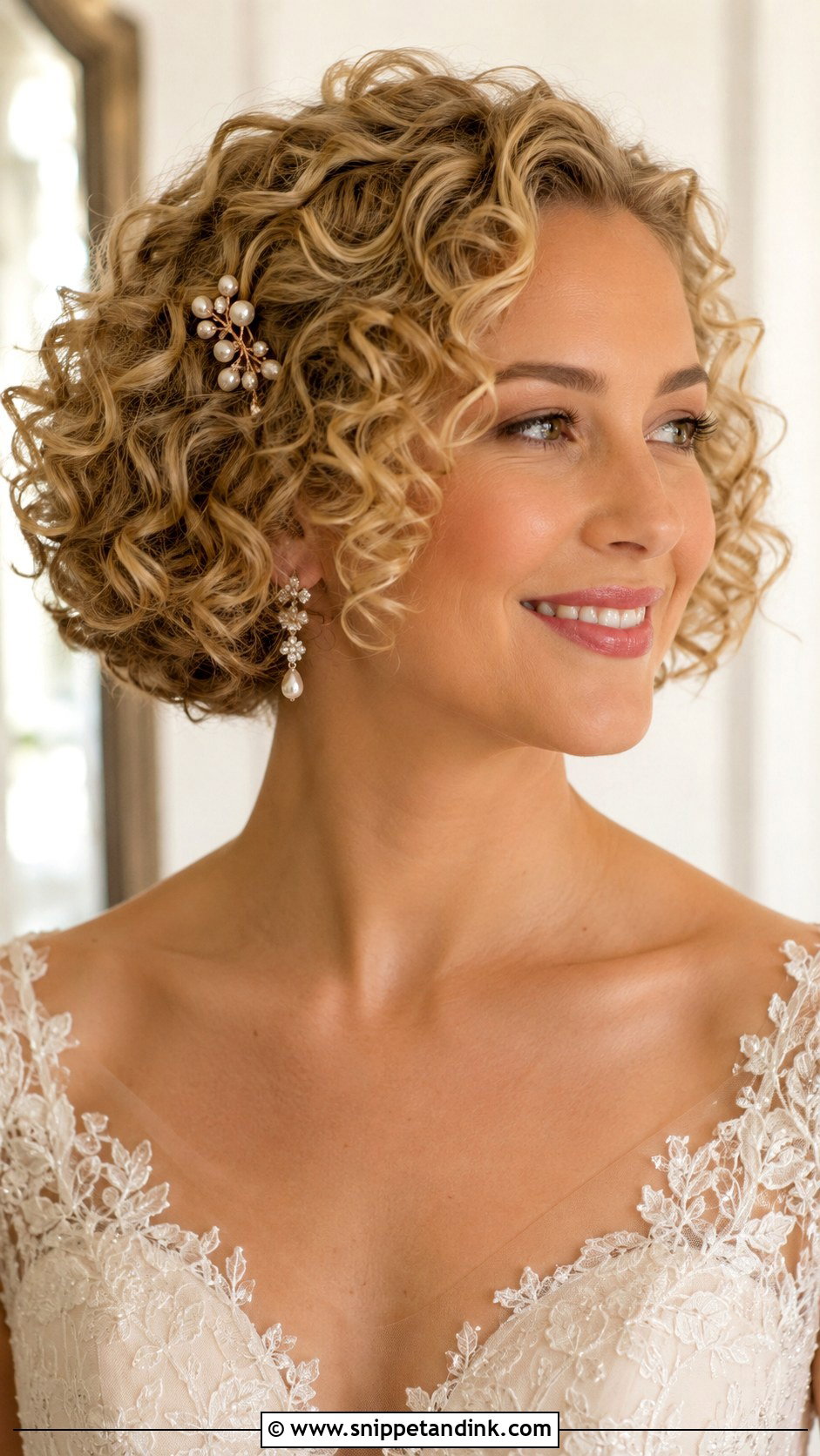 Short Blonde Curly Bob Wedding Hair - Snippet and Ink - 15 Short Blonde Wedding Hairstyles