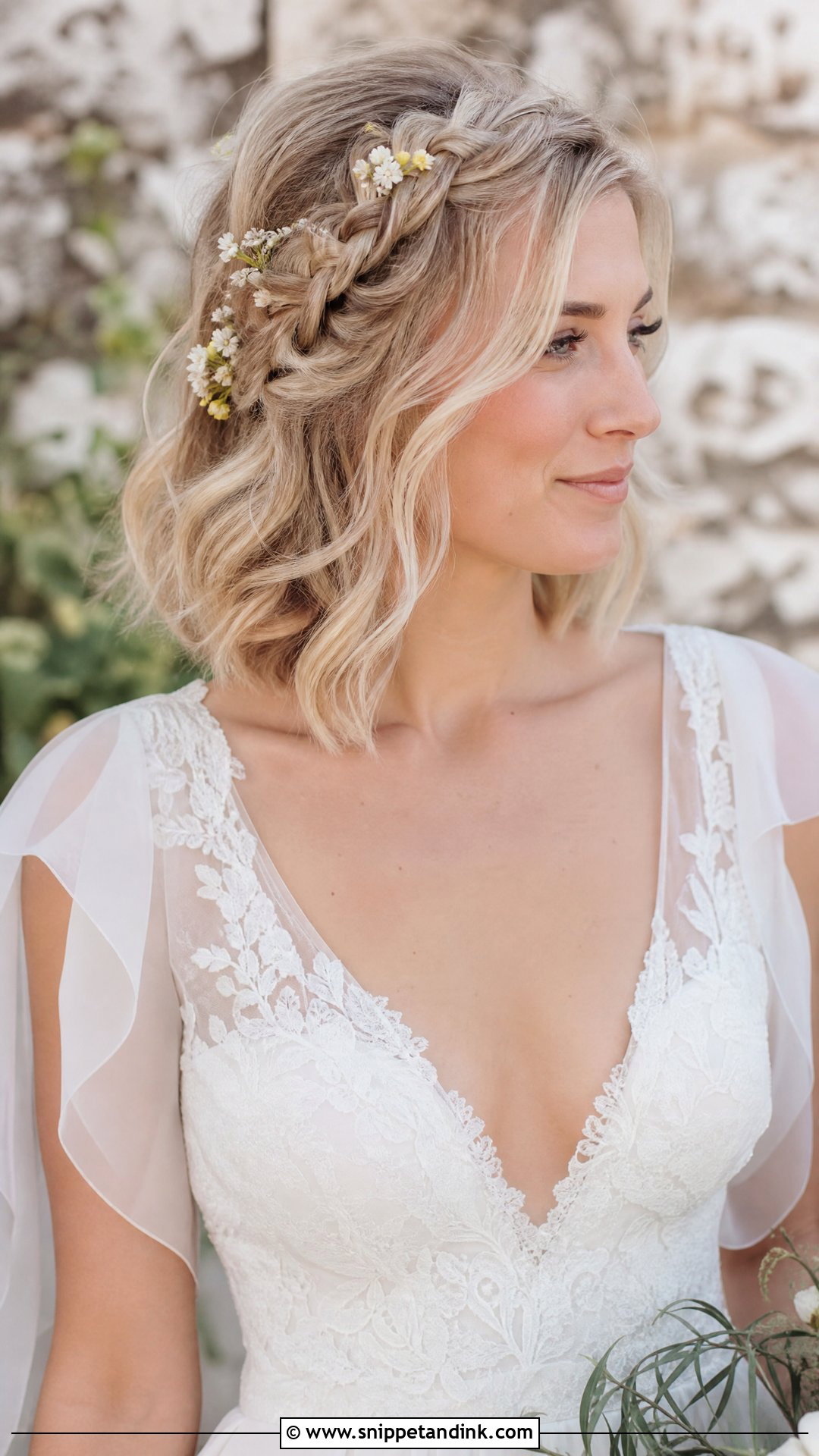 Short Blonde Hair With a Side Braid - Snippet and Ink - 20 Short Blonde Wedding Hair Ideas