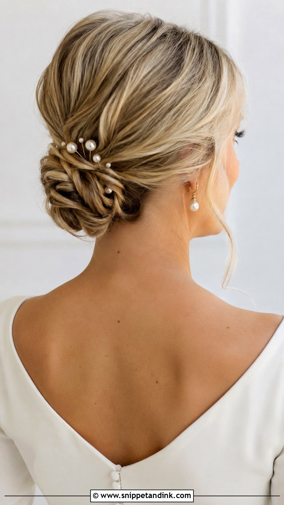 Short Blonde Low Bun Wedding Hair - Snippet and Ink - 15 Short Blonde Wedding Hairstyles