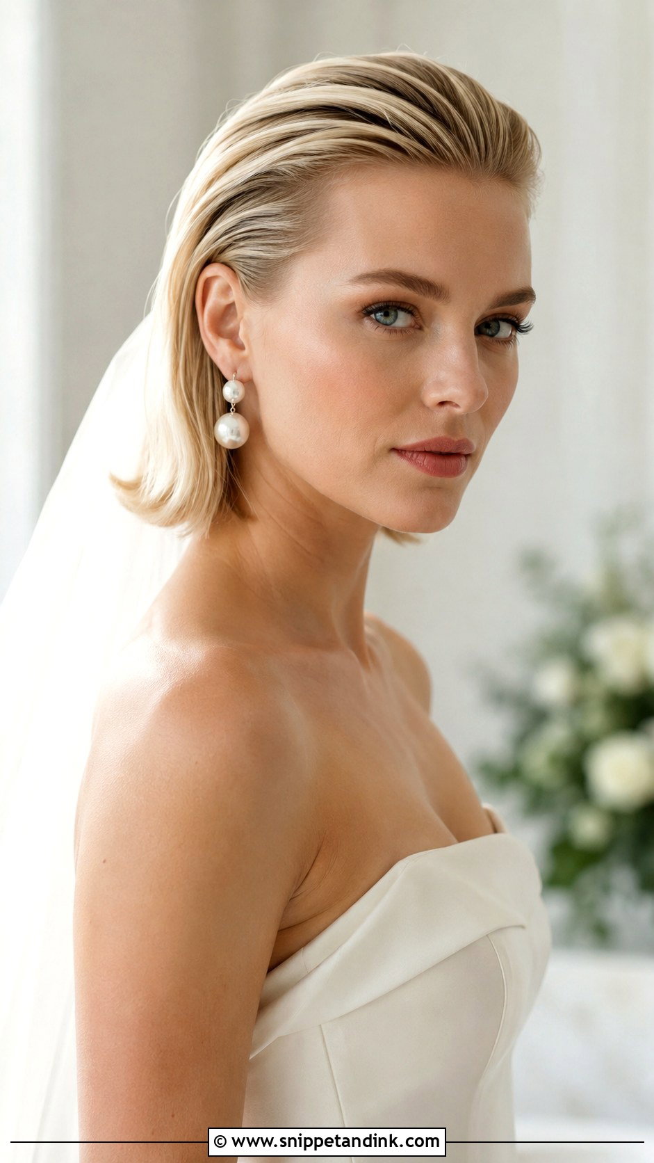 Short Blonde Slicked Back Wedding Hair - Snippet and Ink - 15 Short Blonde Wedding Hairstyles