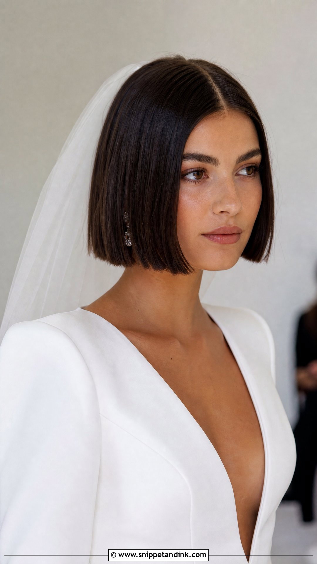 Short Blunt Bob Wedding Hairstyle - Snippet and Ink - 20 Short Hair Open Hairstyles for Wedding