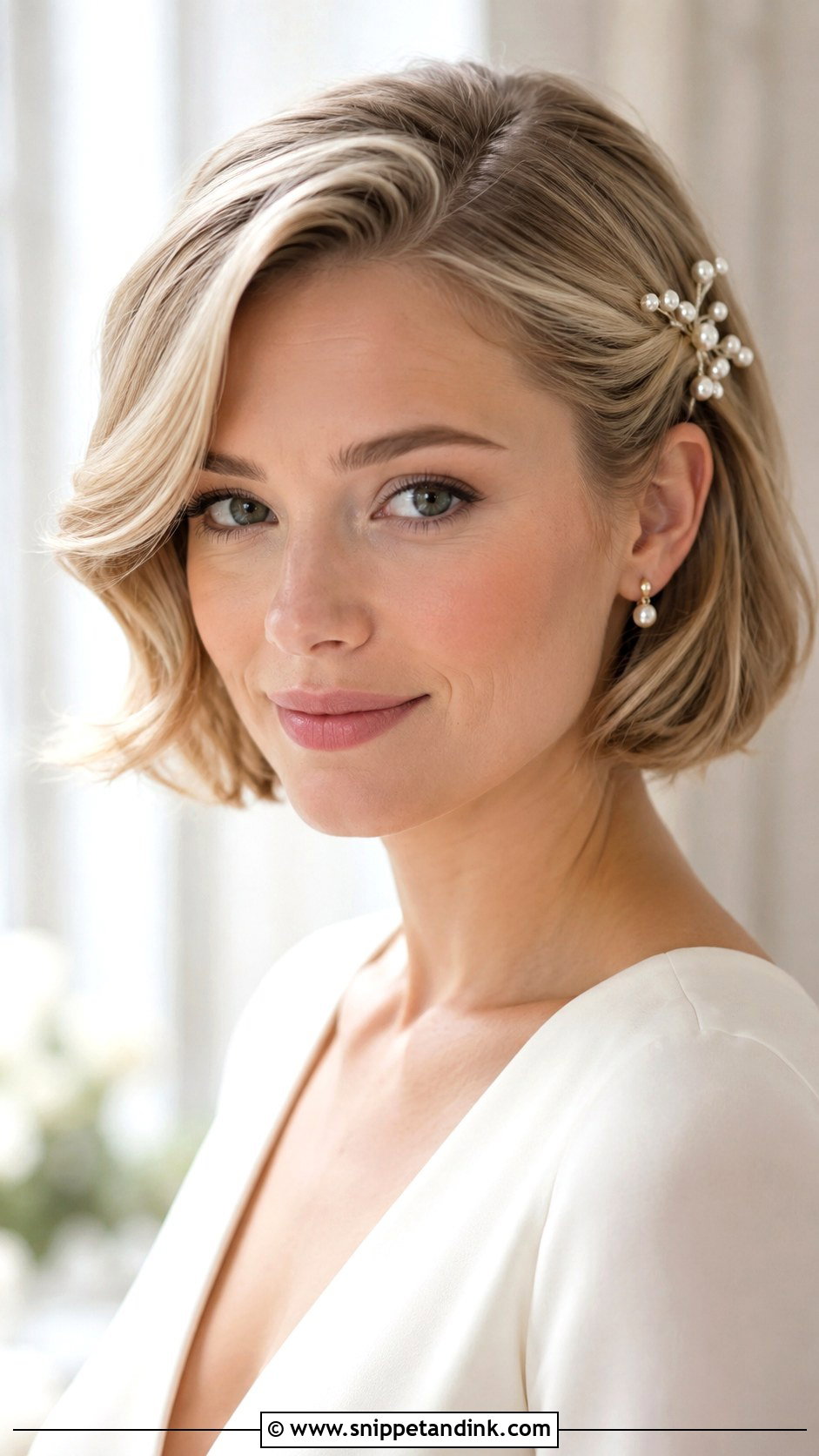 Short Bob Bridal Hairstyle For Square Face - Snippet and Ink - 15 Square Face Bridal Hairstyles