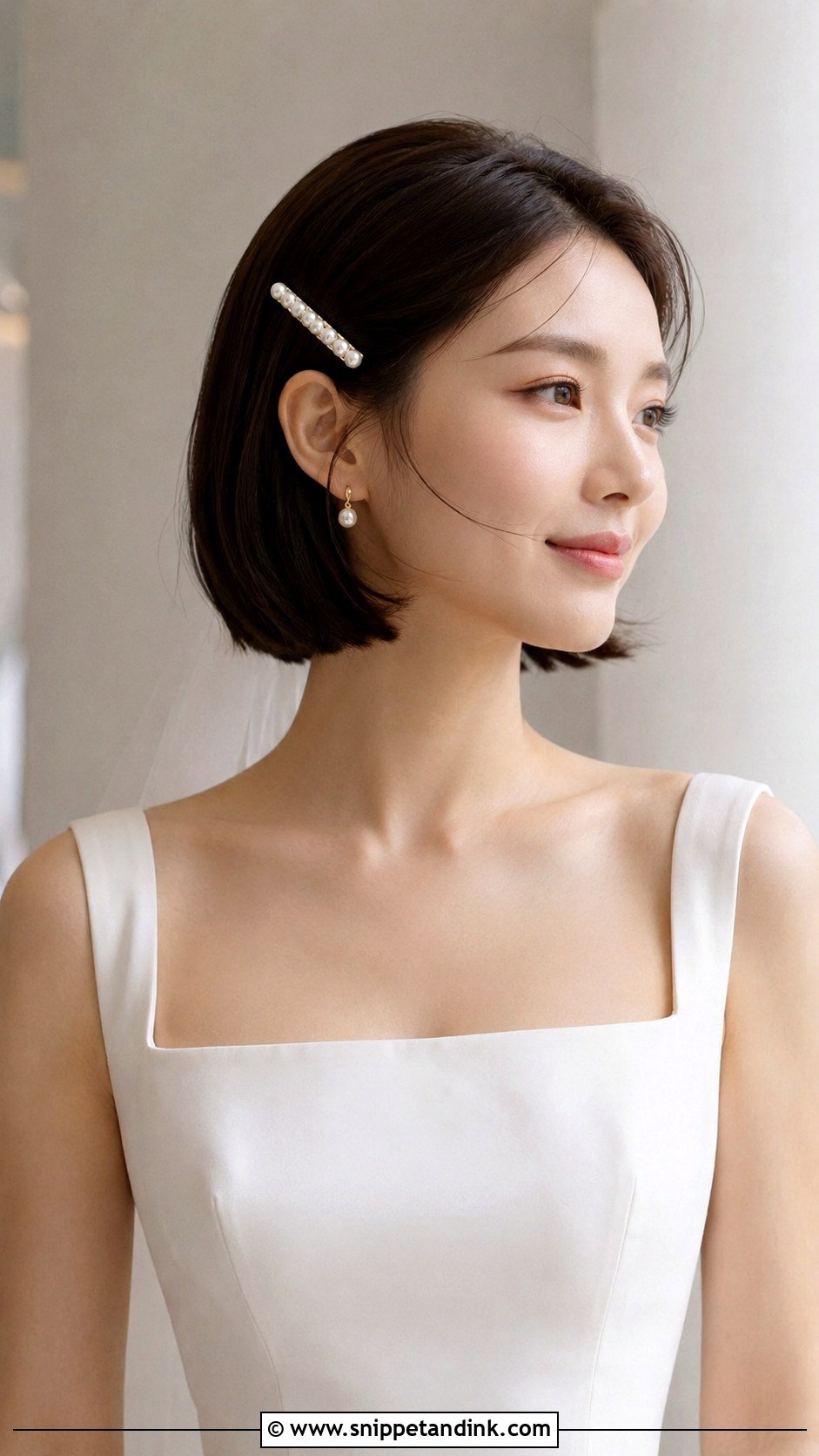 Short Bob Wedding Hairstyle For Square Neckline - Snippet and Ink - 15 Wedding Hairstyles for Square Neckline
