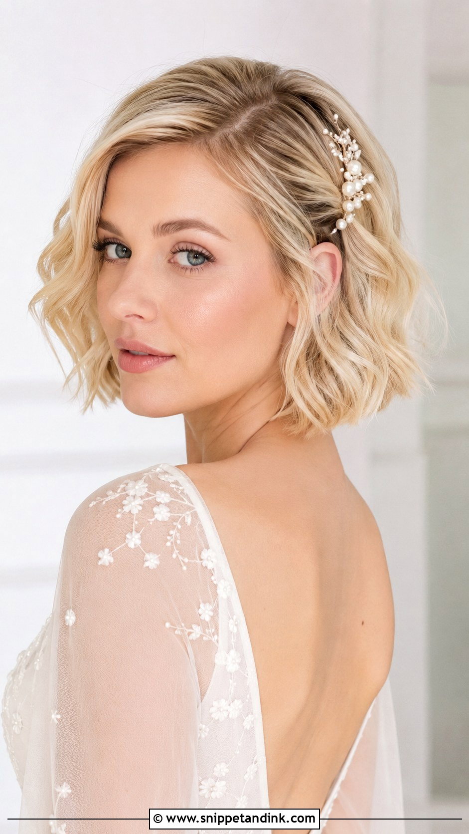 Short Bob With Hair Clip For Brides - Snippet and Ink - 15 Short Hair Styles for Brides