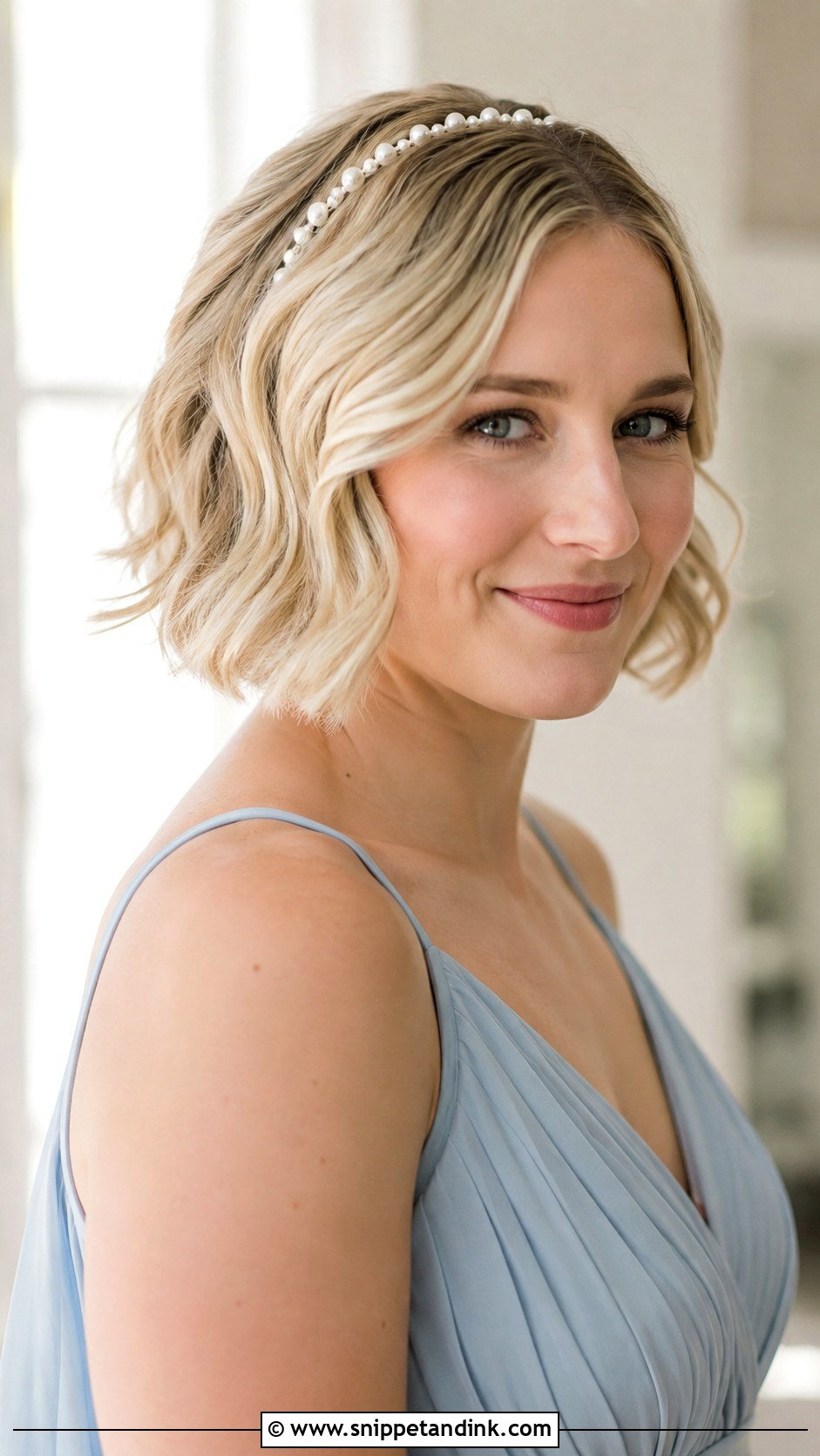 Short Bob With Headband Bridesmaid Hairstyle - Snippet and Ink - 20 Short Hairstyles for Wedding Bridesmaid
